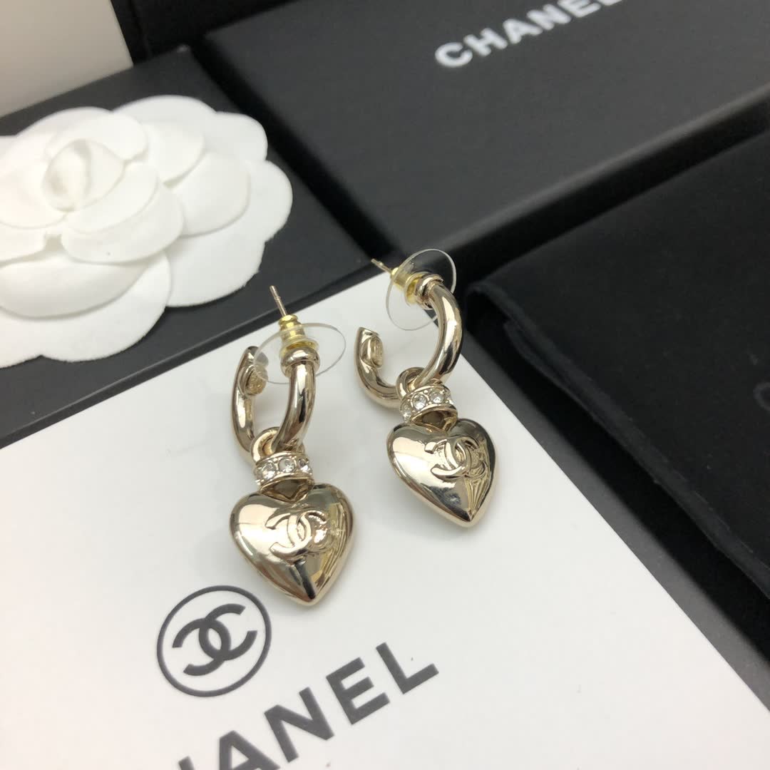 Chanel Heart Shaped Earrings