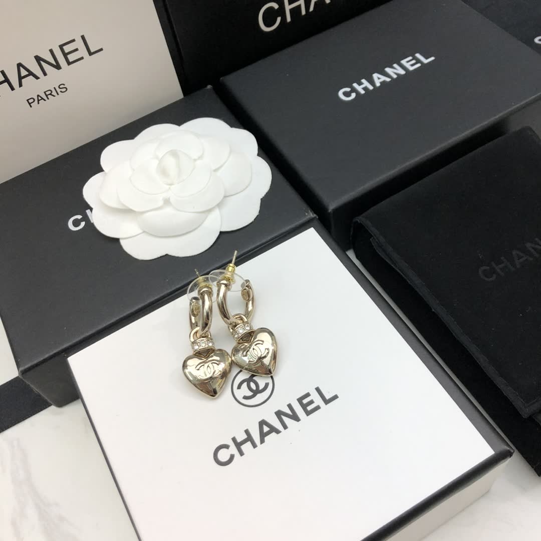 Chanel Heart Shaped Earrings