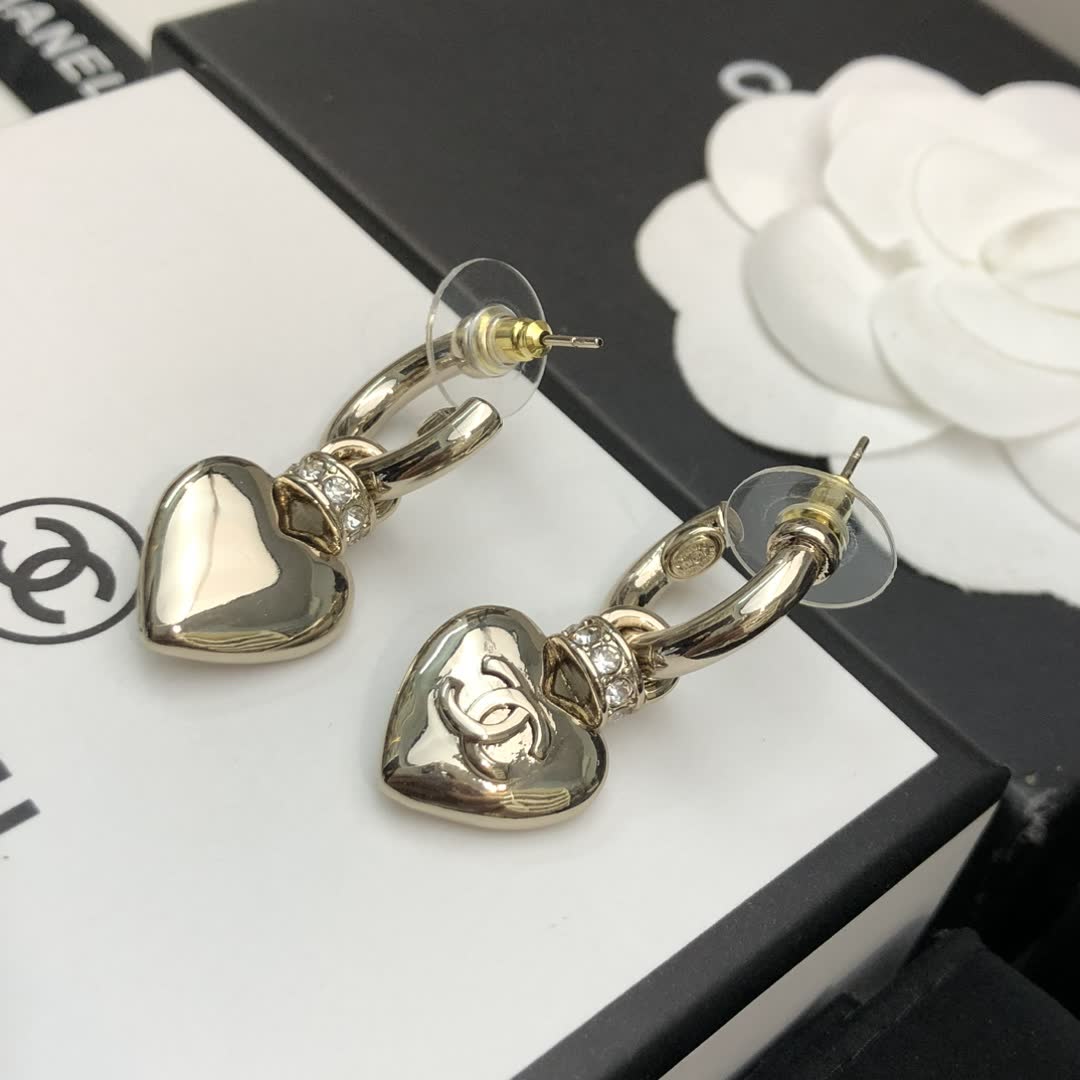 Chanel Heart Shaped Earrings