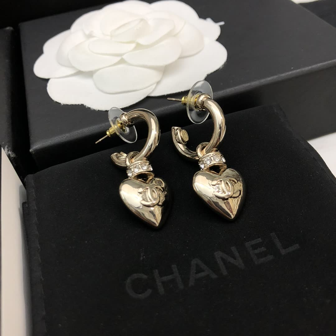 Chanel Heart Shaped Earrings
