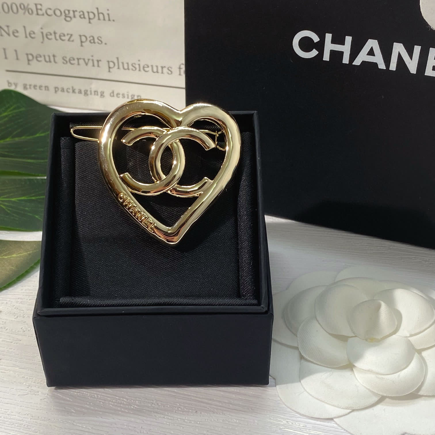 Chanel Heart Hair Clip and Earrings Set