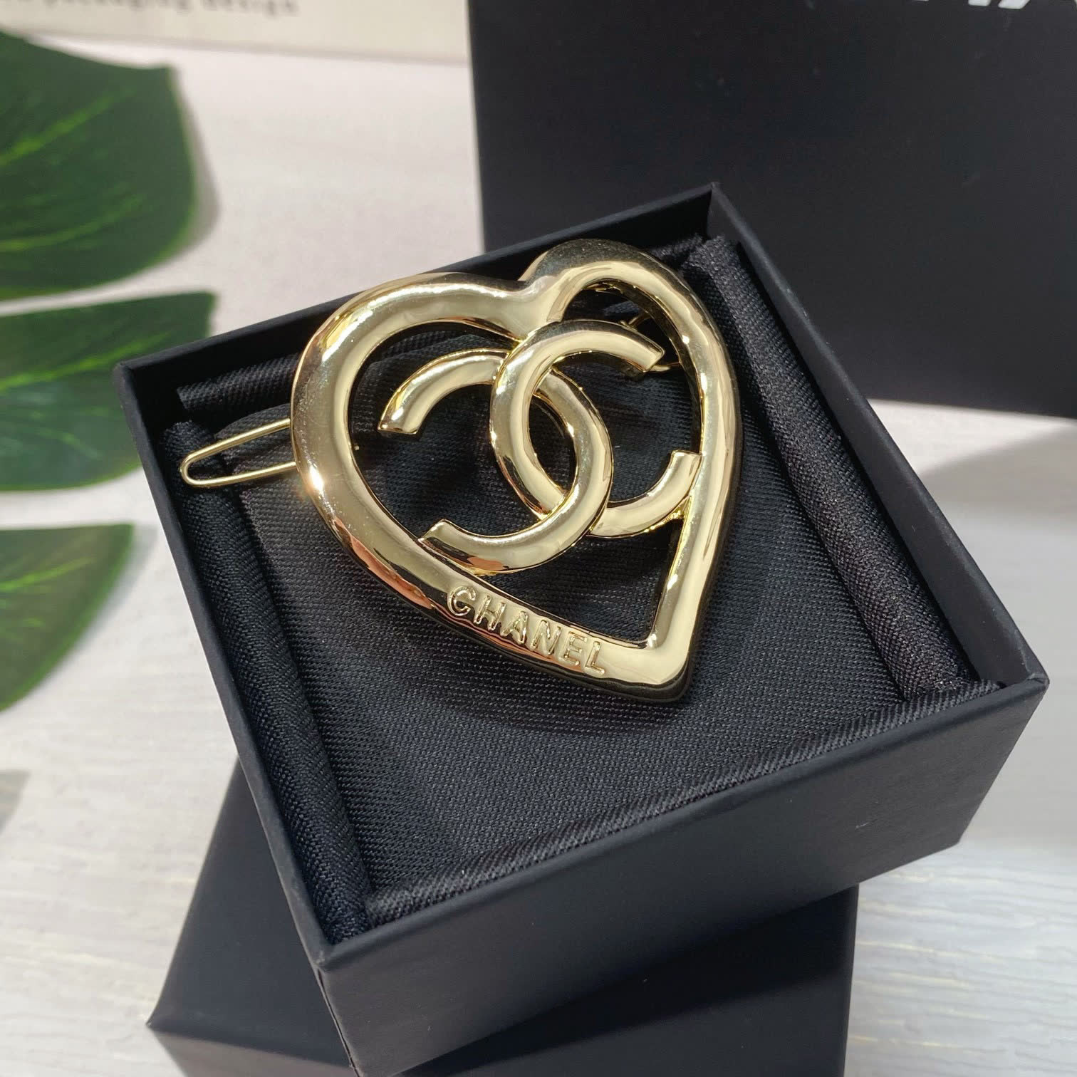 Chanel Heart Hair Clip and Earrings Set