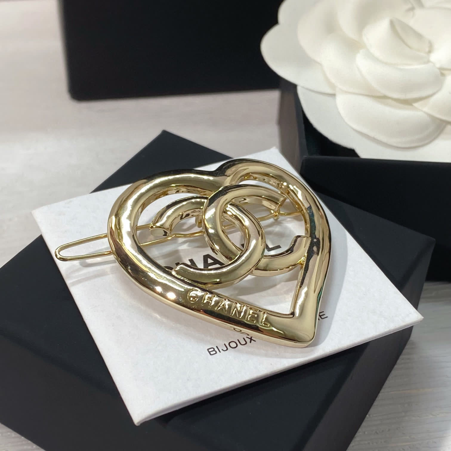 Chanel Heart Hair Clip and Earrings Set
