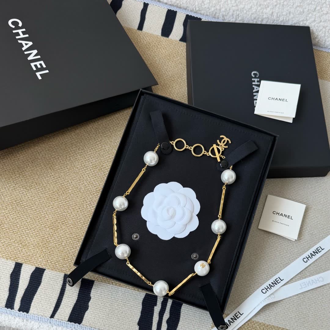 Chanel Pearl Earrings and Necklace Set