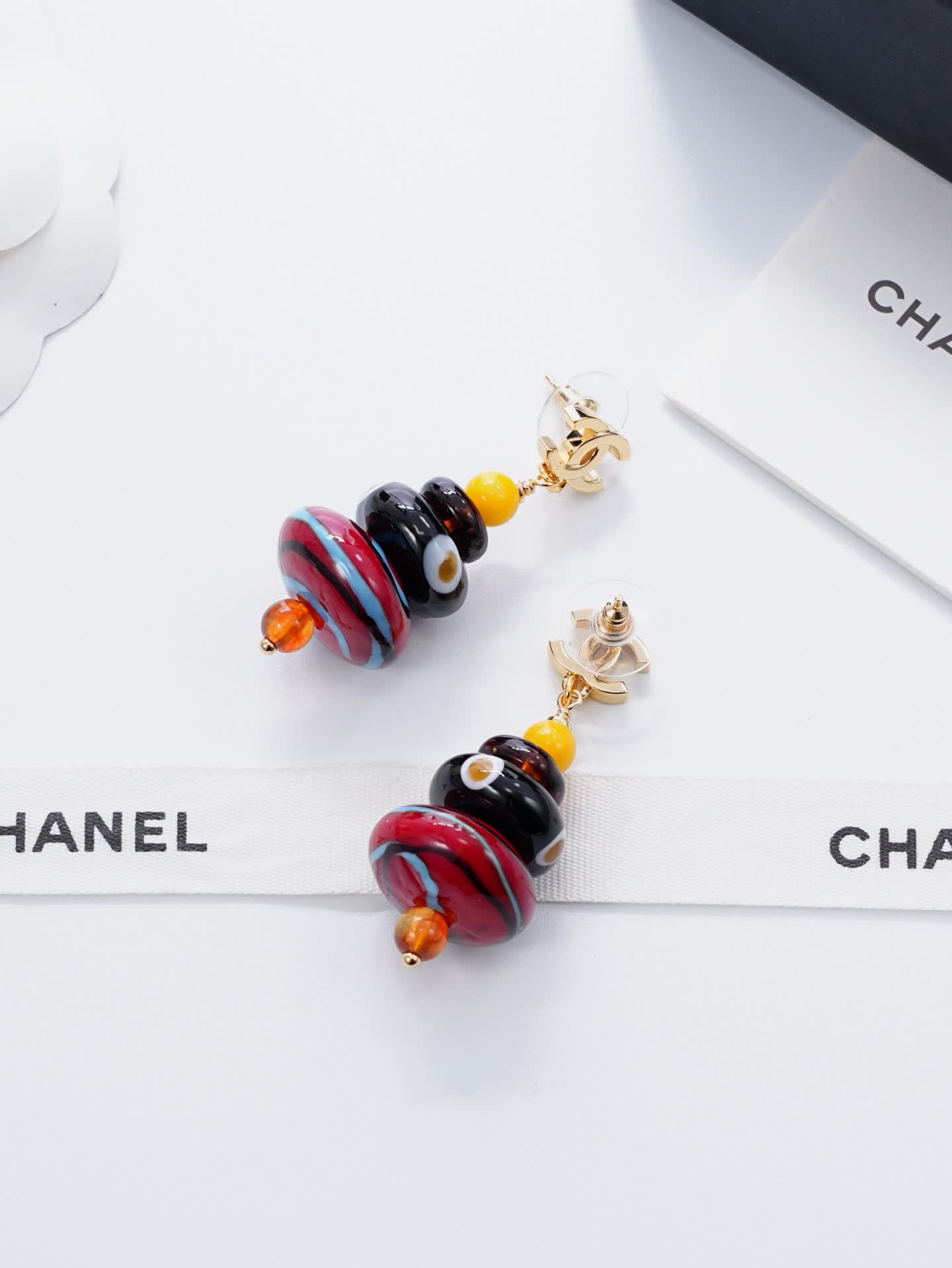 Chanel Multicolor Glass Bead Earrings
