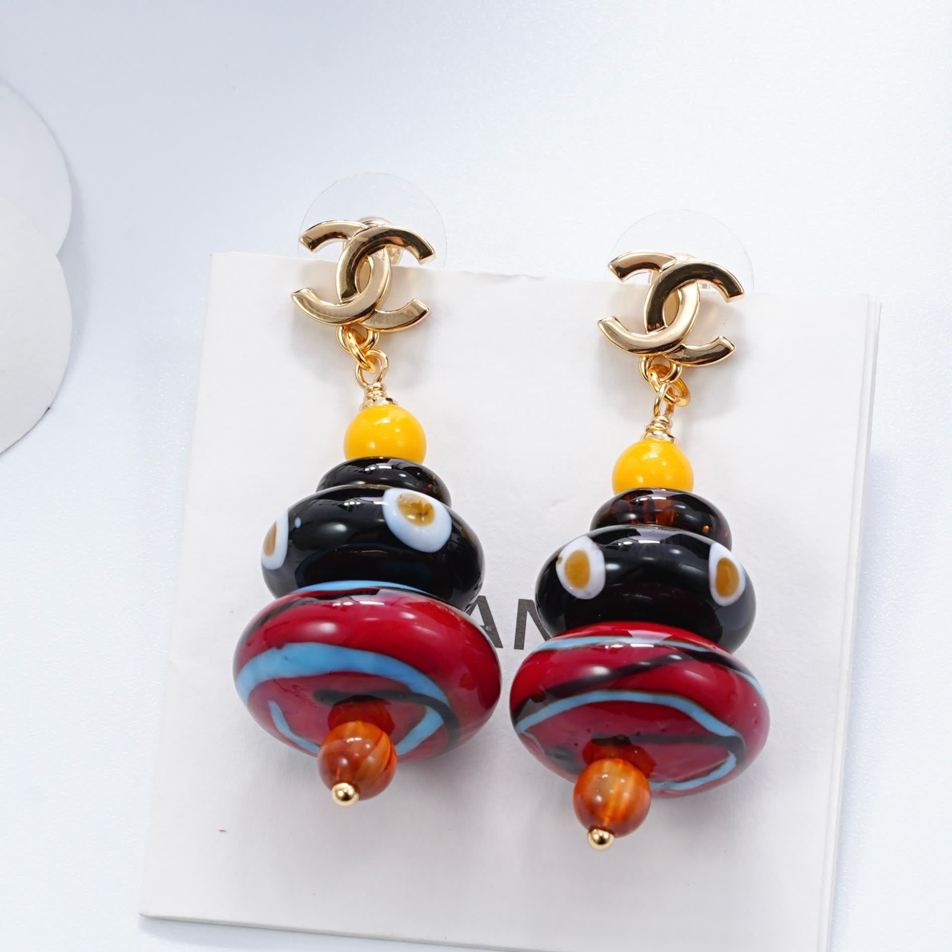 Chanel Multicolor Glass Bead Earrings