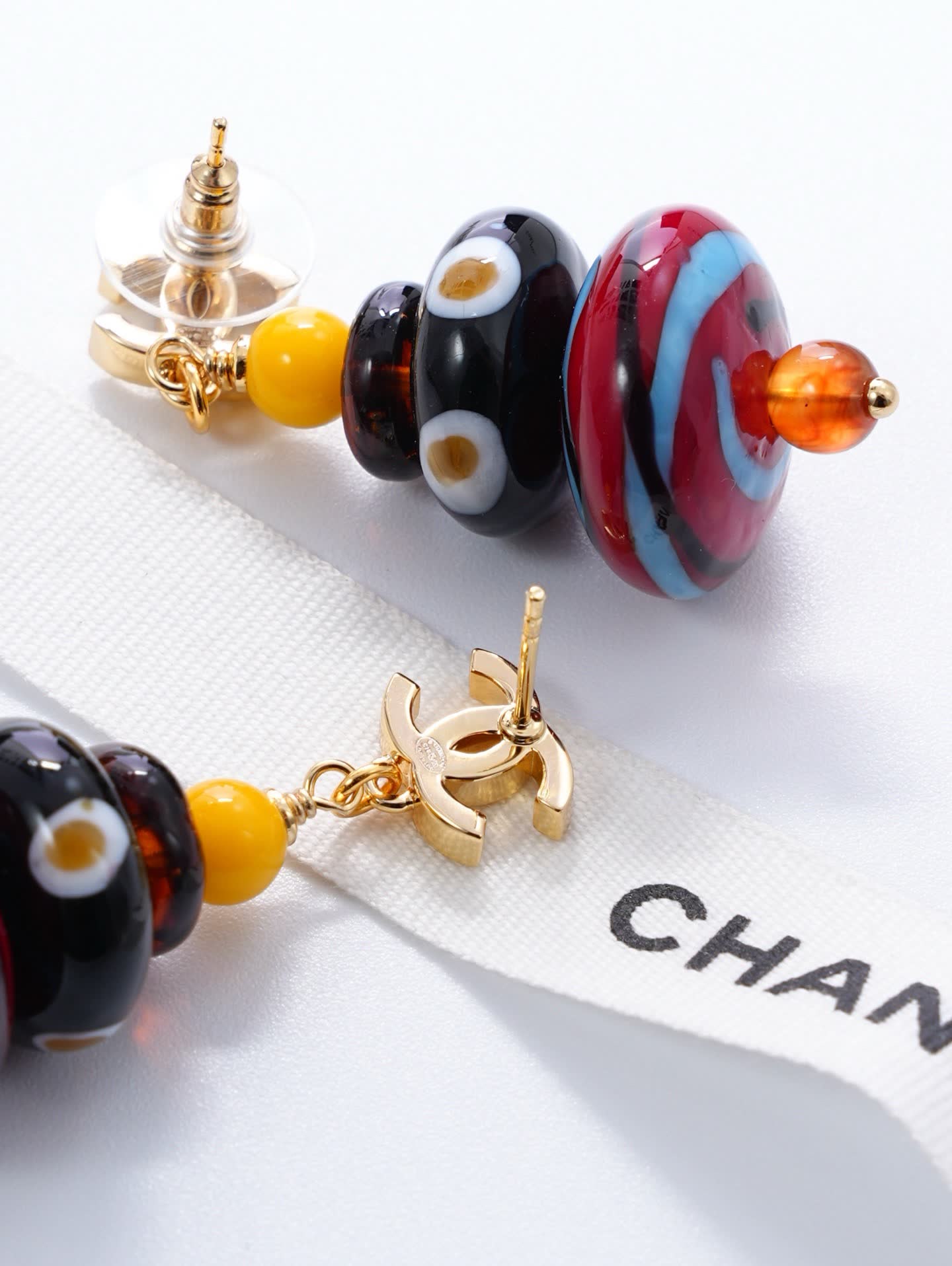 Chanel Multicolor Glass Bead Earrings