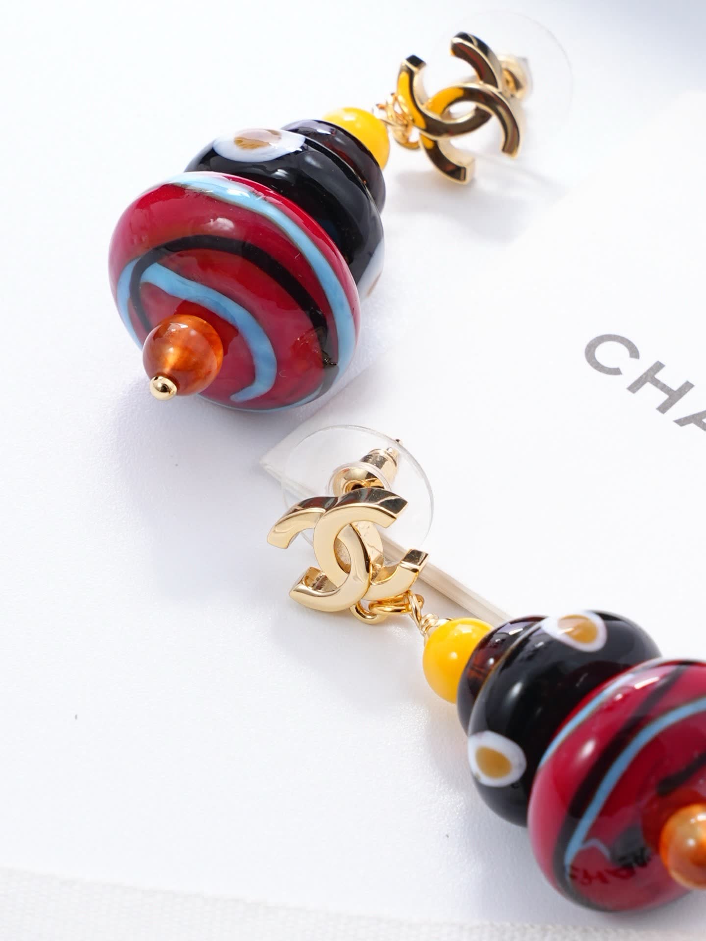 Chanel Multicolor Glass Bead Earrings