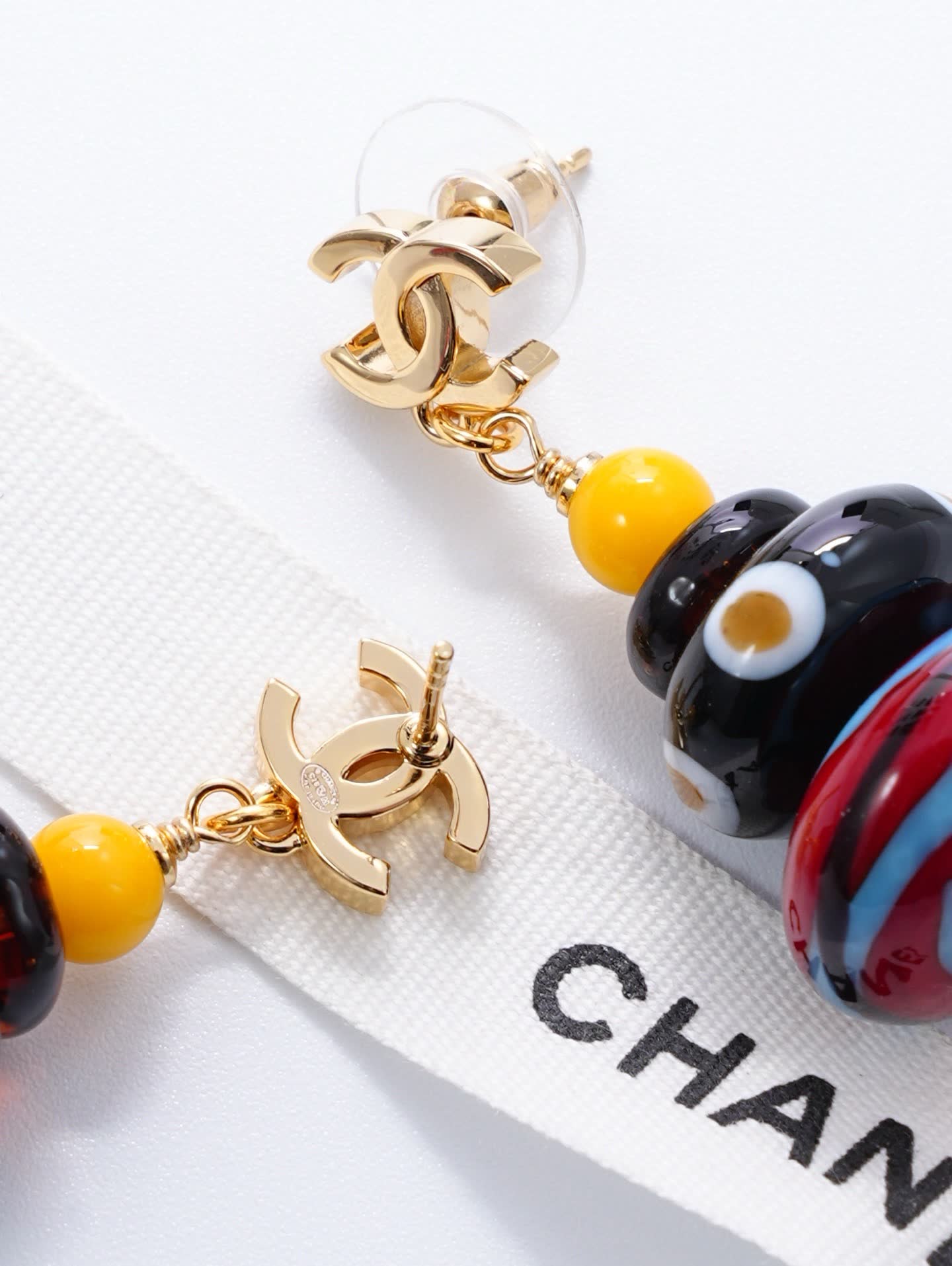Chanel Multicolor Glass Bead Earrings