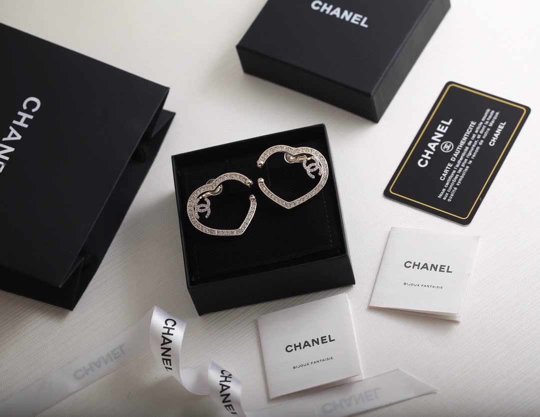 Chanel Heart Shaped Earrings