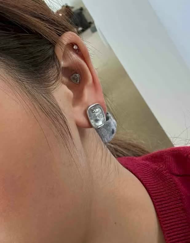 Chanel Silver Geometric Stud Earrings Chanel Silver Geometric Stud Earrings