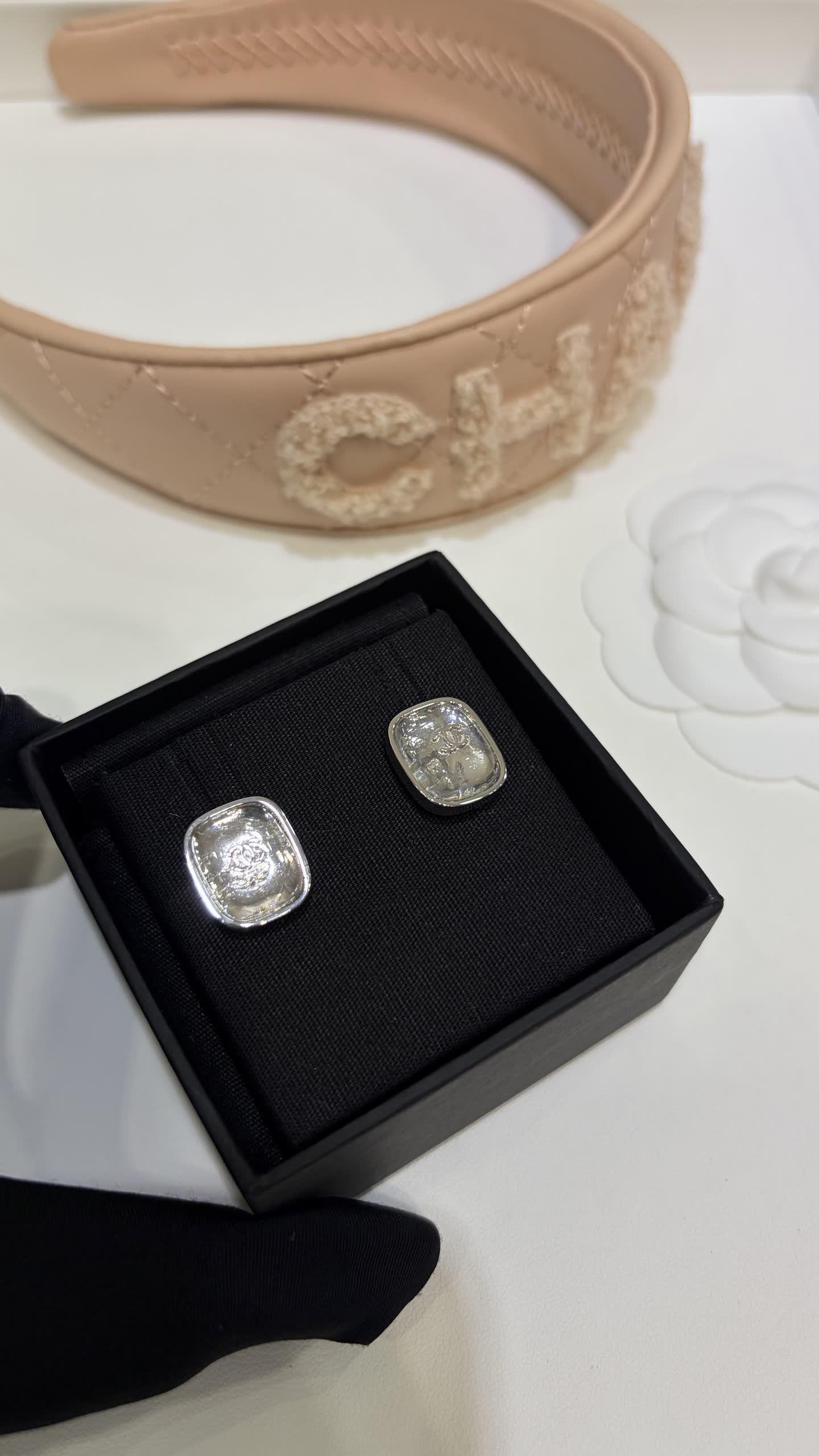 Chanel Silver Geometric Stud Earrings