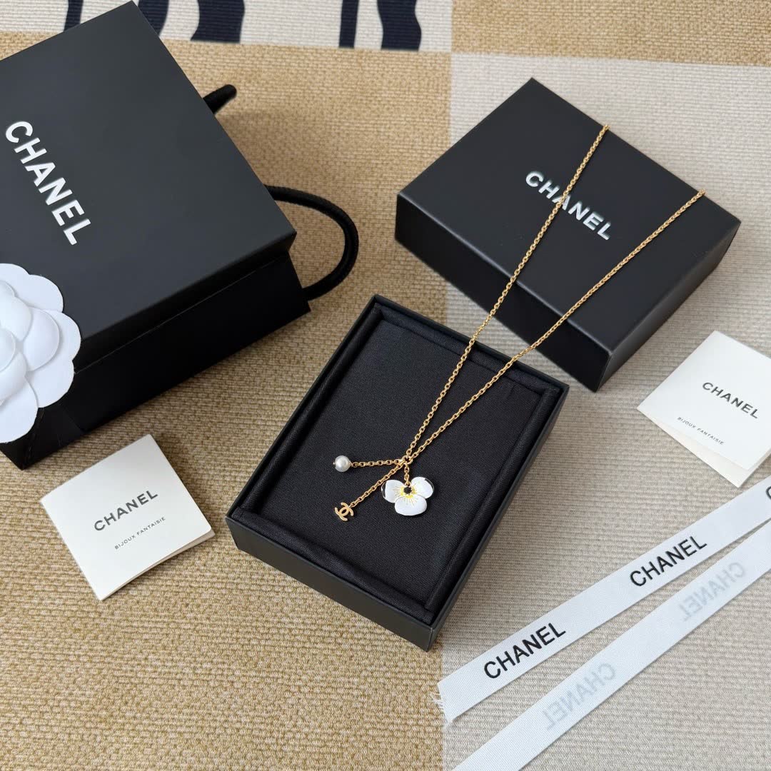 Chanel White Flower Pearl Earrings