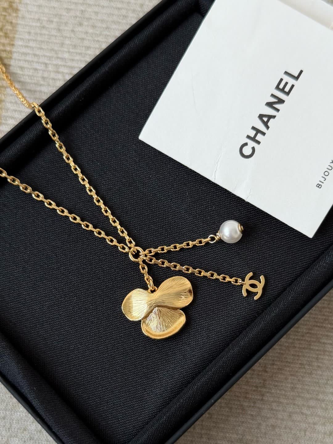 Chanel White Flower Pearl Earrings