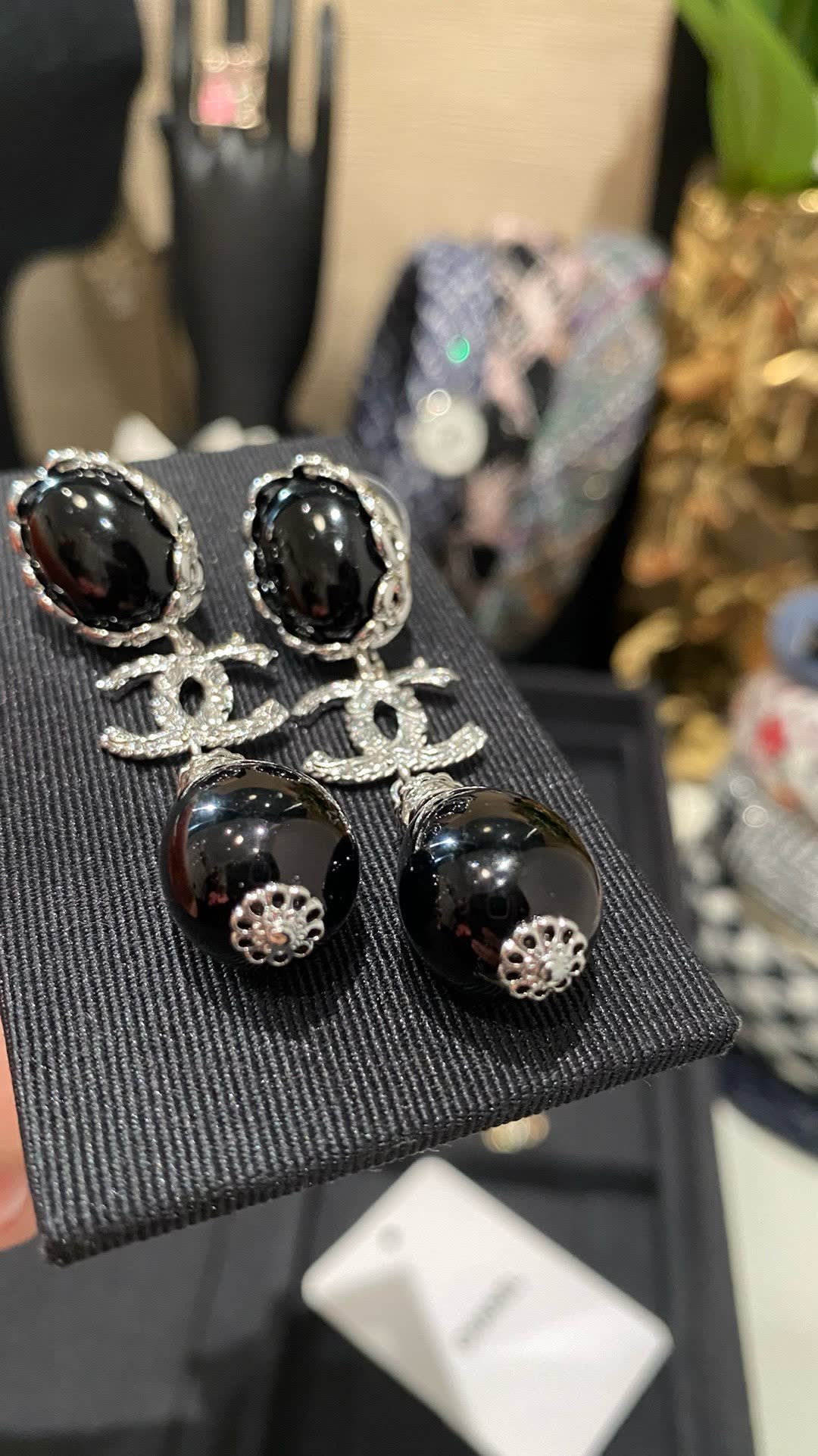 Chanel Black Pearl Earrings Chanel Black Pearl Earrings
