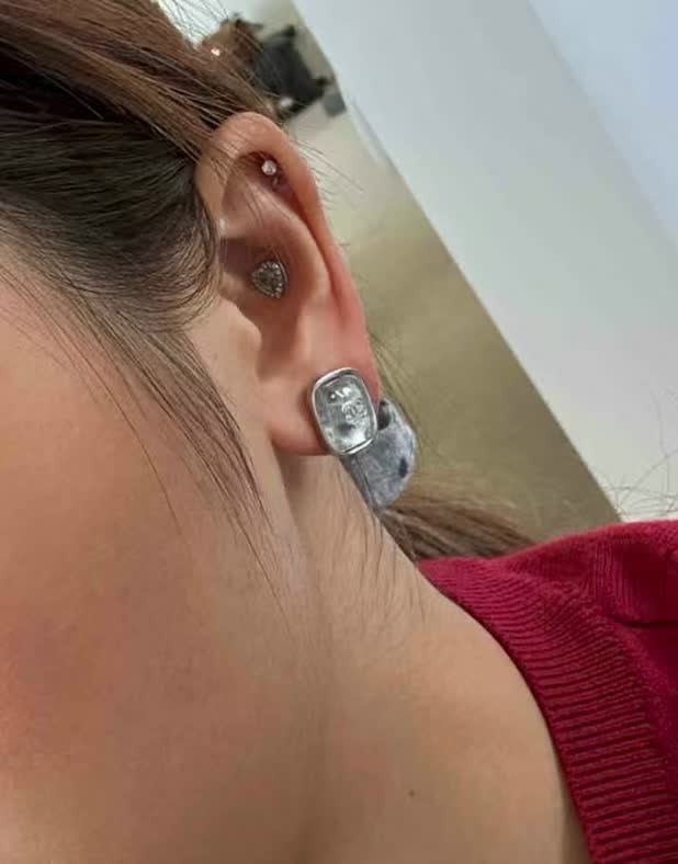 Chanel Silver Geometric Stud Earrings Chanel Silver Geometric Stud Earrings