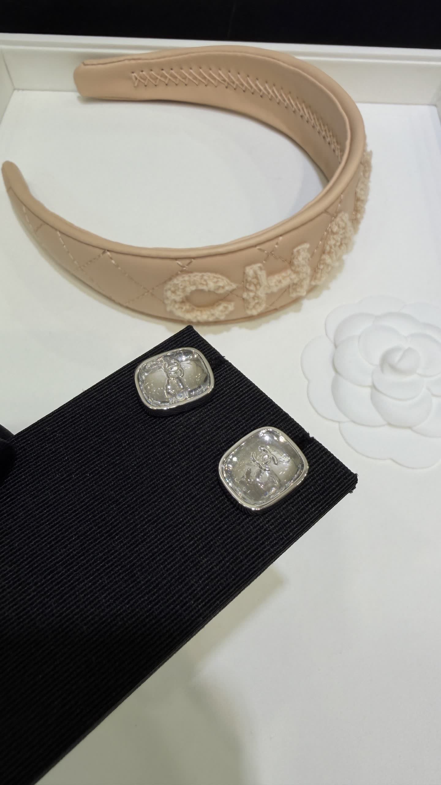 Chanel Silver Geometric Stud Earrings