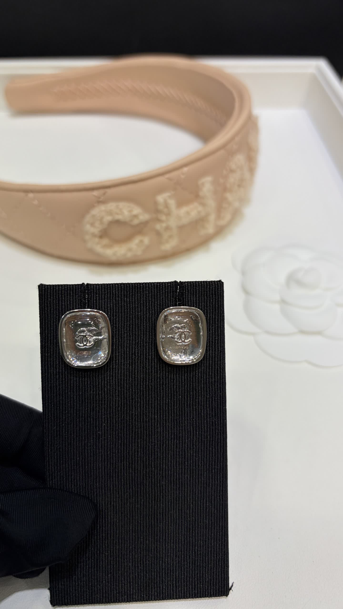 Chanel Silver Geometric Stud Earrings