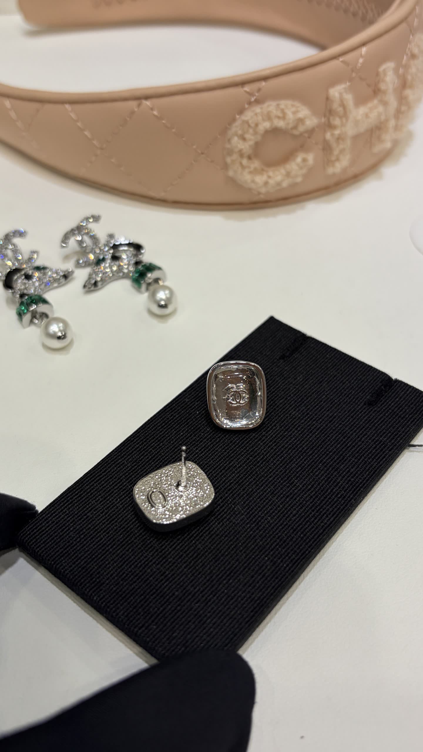 Chanel Silver Geometric Stud Earrings