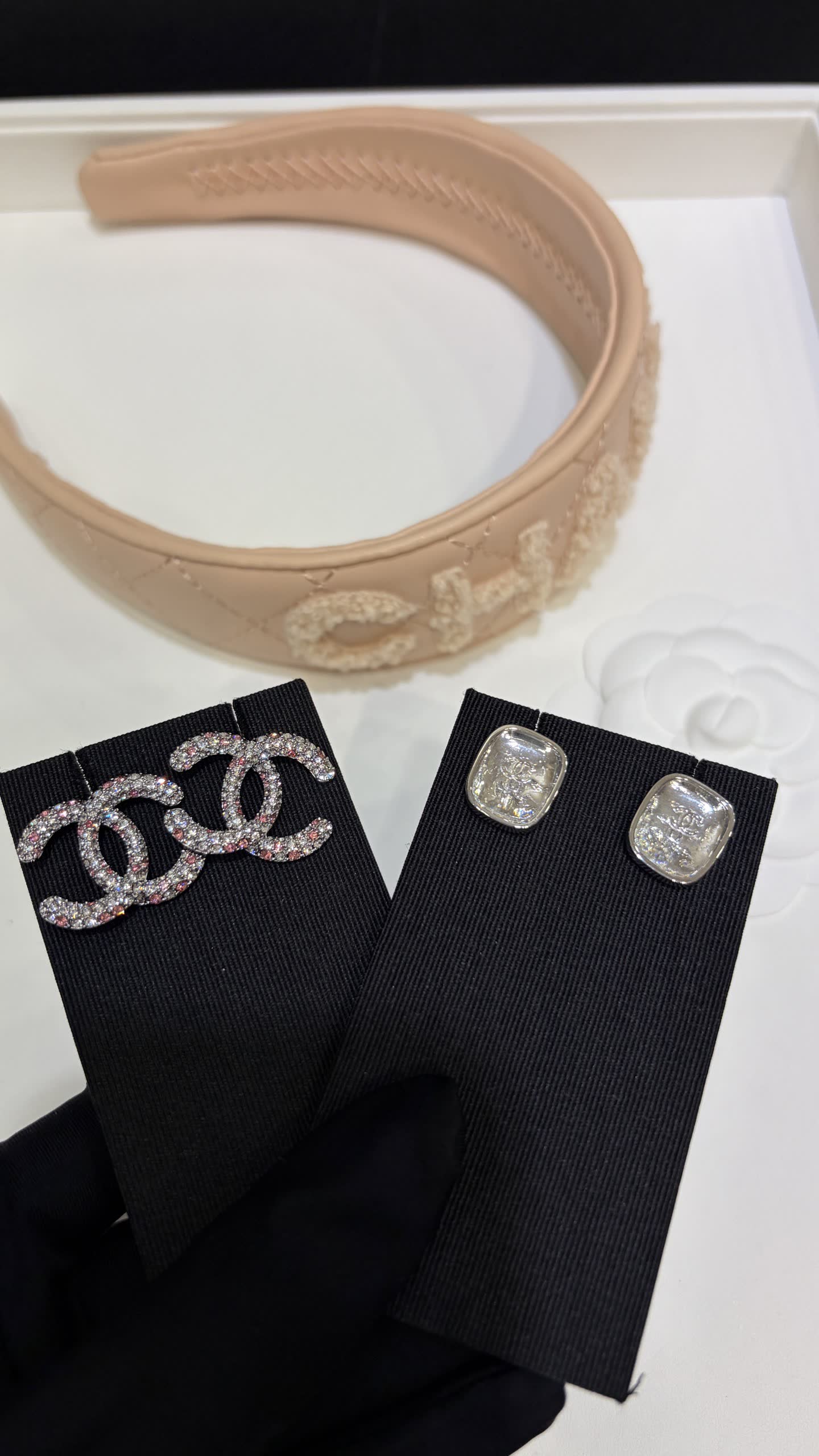 Chanel Silver Geometric Stud Earrings