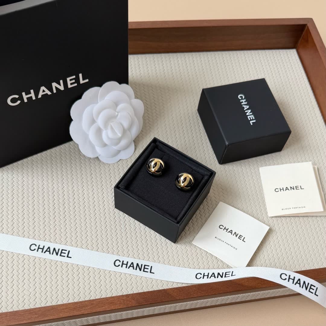 Chanel CC Logo Stud Earrings