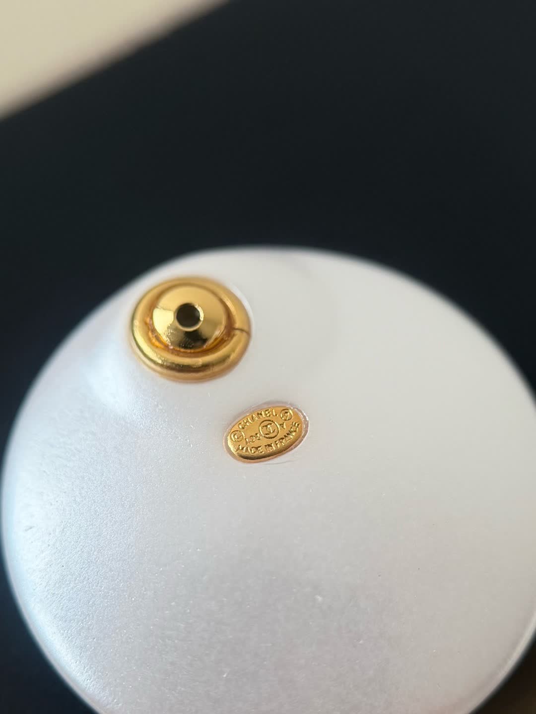 Chanel CC Logo White Pearl Earrings