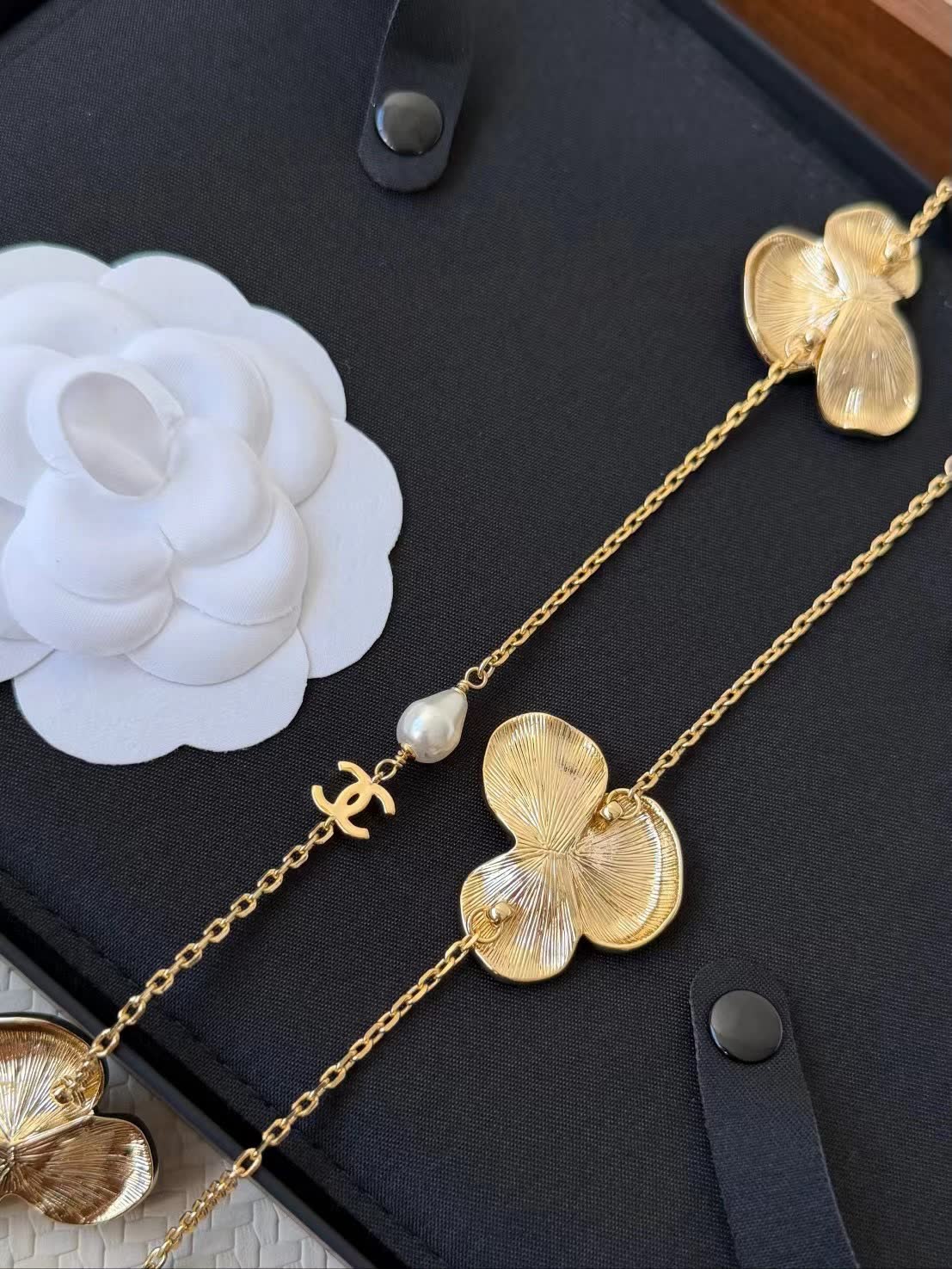 Chanel Camellia Earrings and Necklace Set