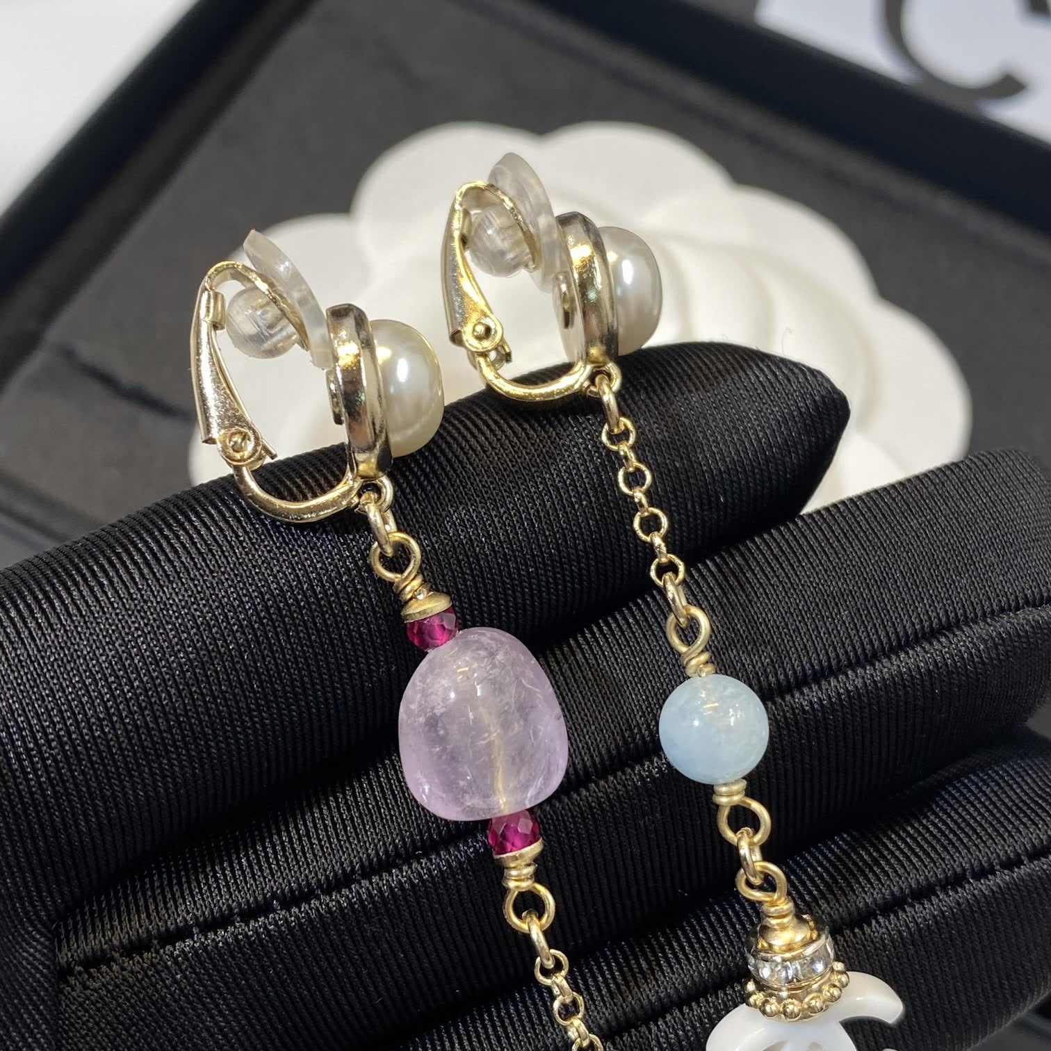 Chanel Elegant Pearl and Gemstone Earrings