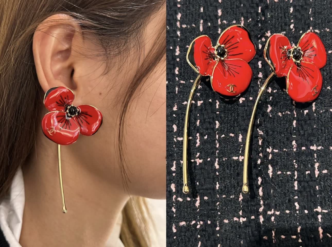 Chanel Red Flower Earrings Chanel Red Flower Earrings