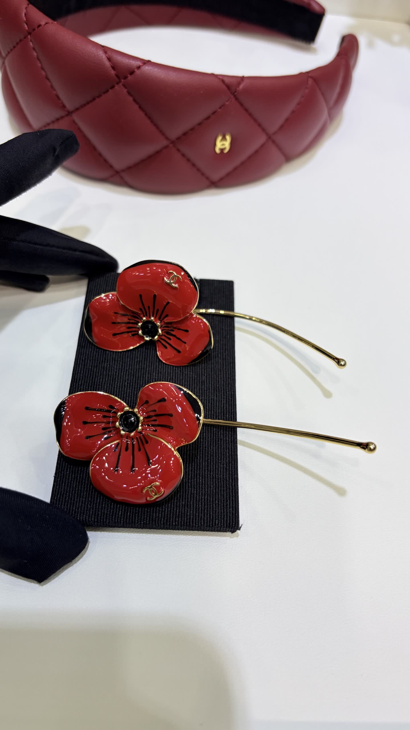 Chanel Red Flower Earrings