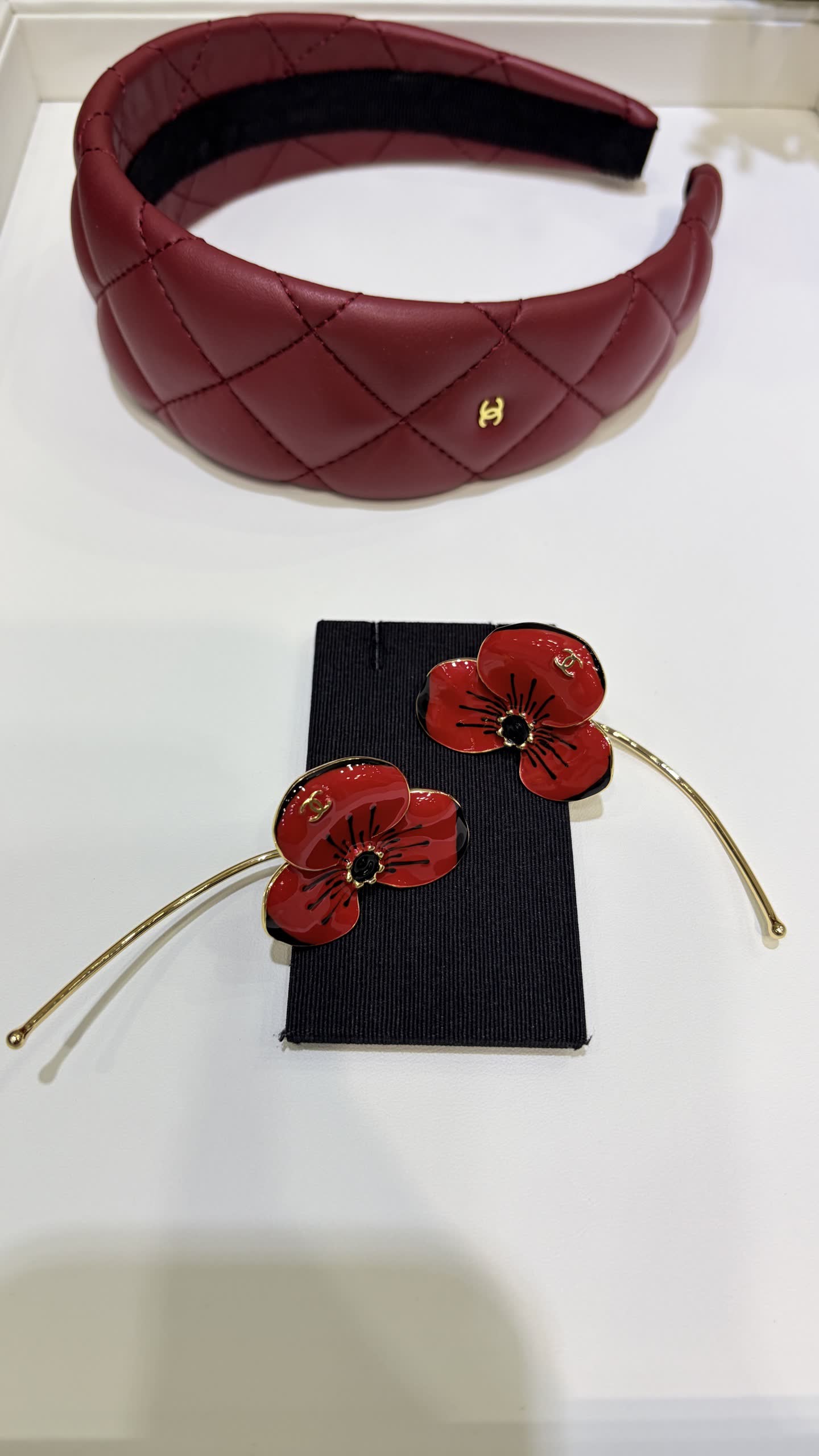 Chanel Red Flower Earrings