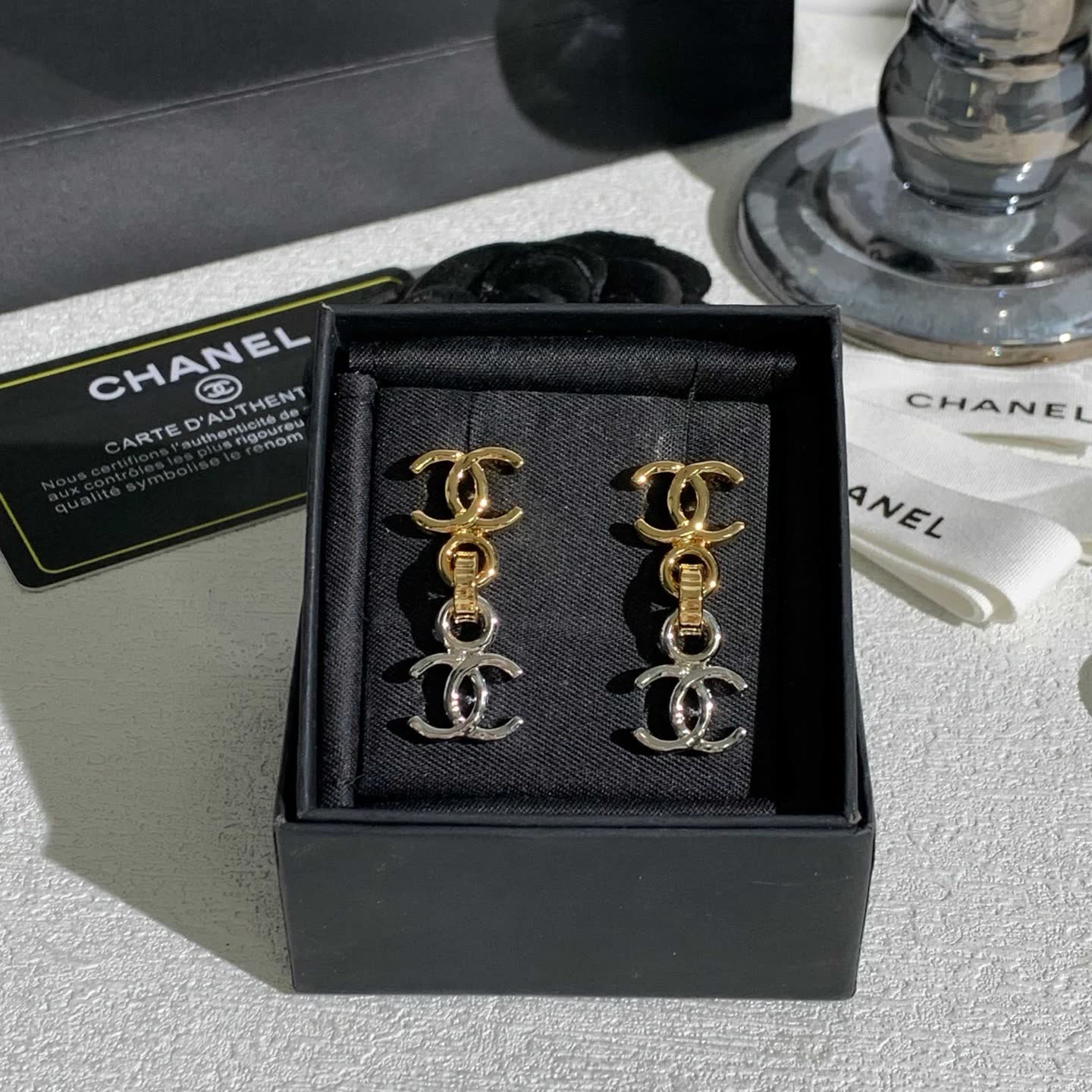 Chanel CC Logo Earrings