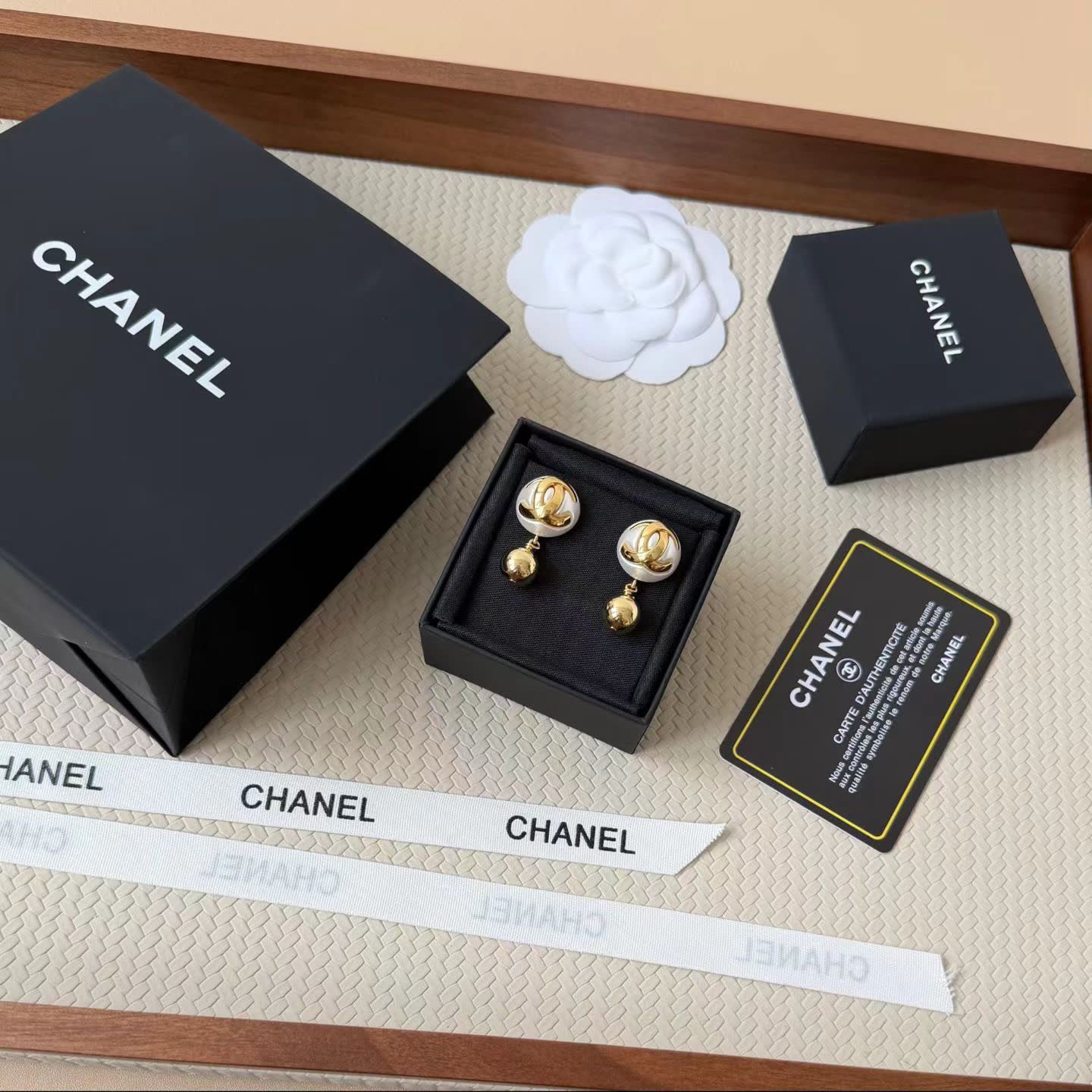 Chanel CC Logo Earrings and Necklace Set