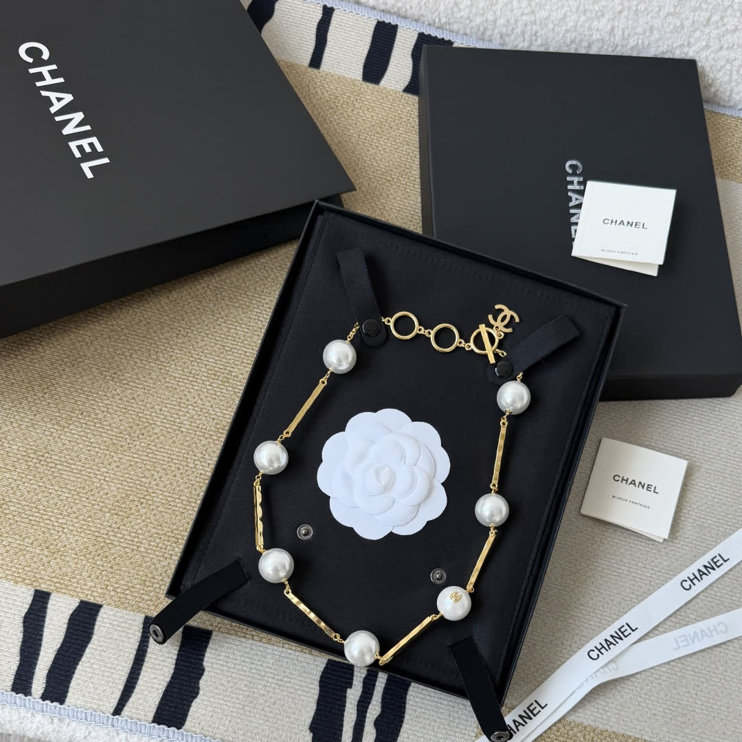 Chanel Pearl Earrings and Necklace Set