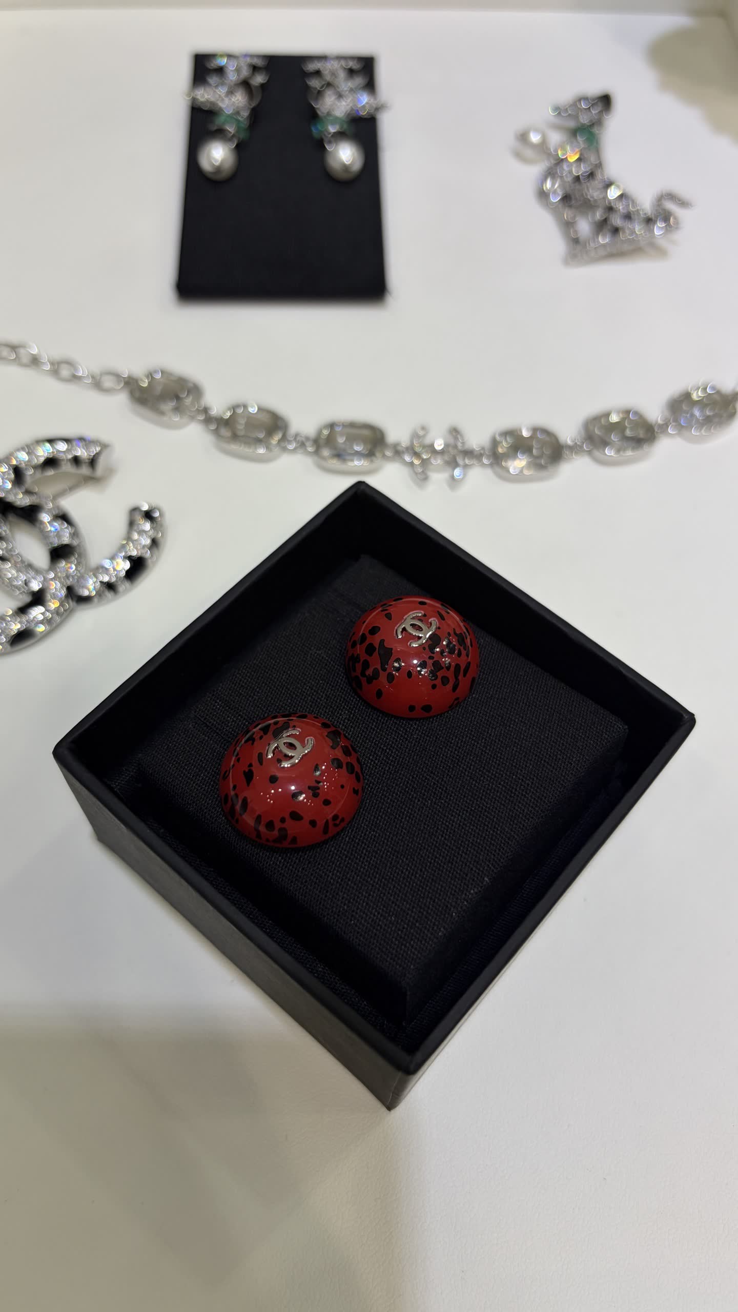 Chanel Red Enamel Earrings