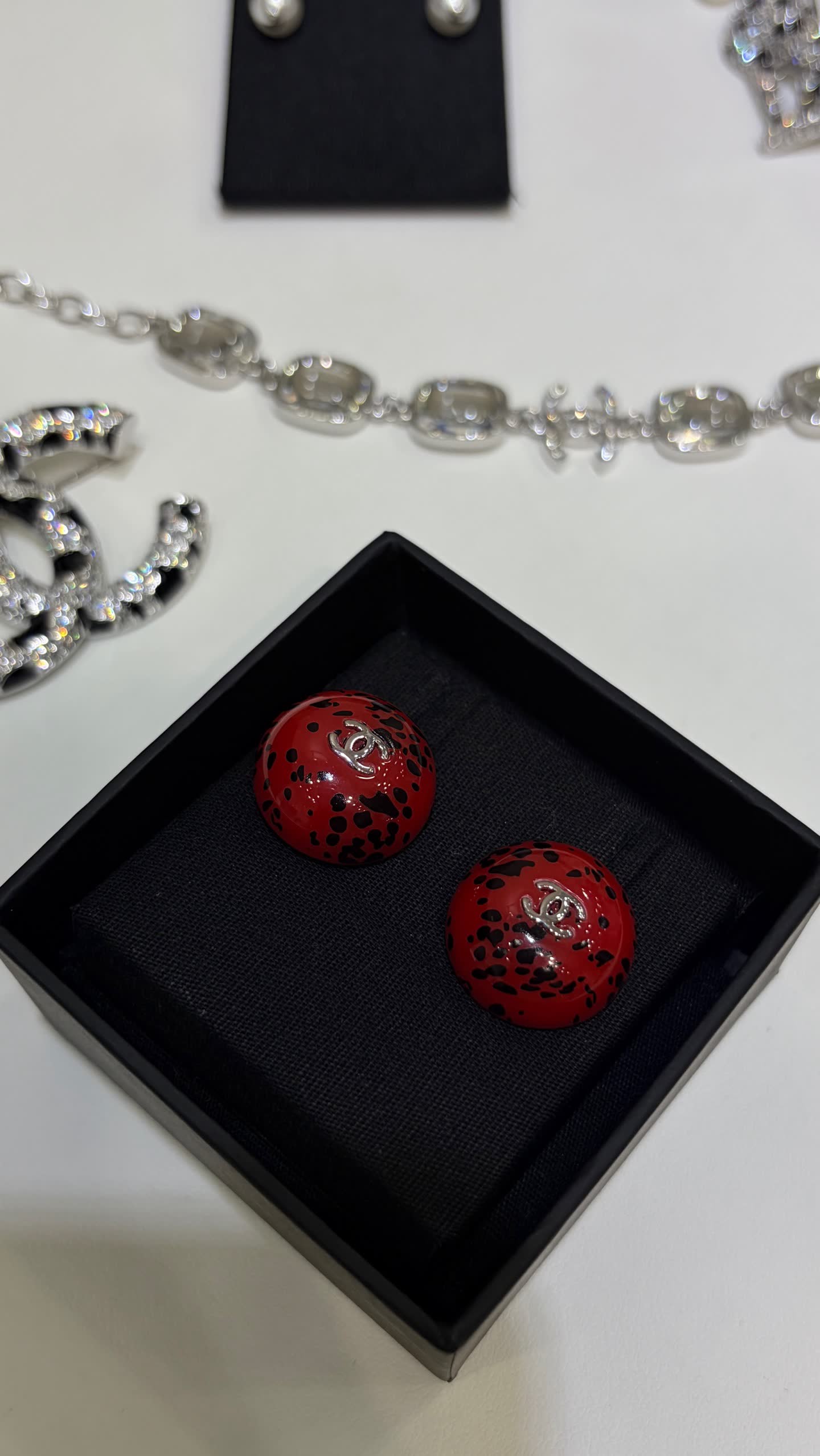 Chanel Red Enamel Earrings