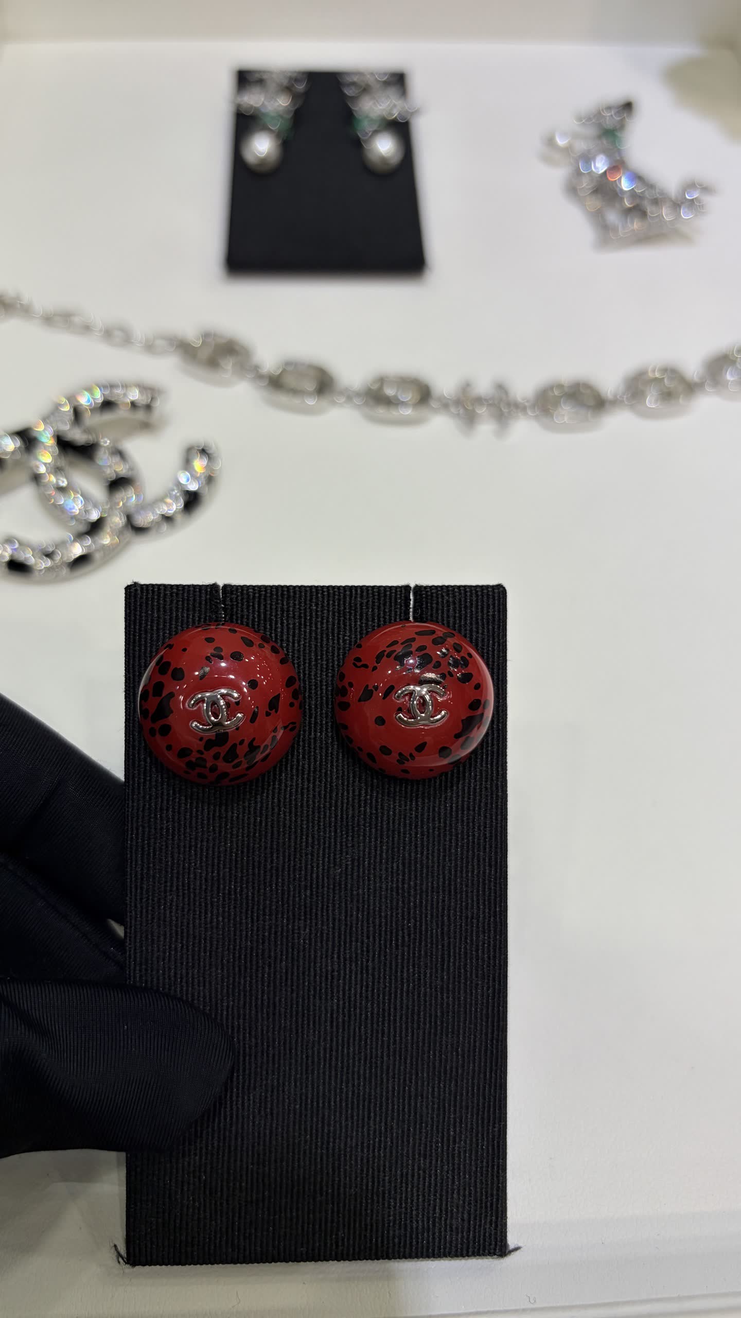 Chanel Red Enamel Earrings