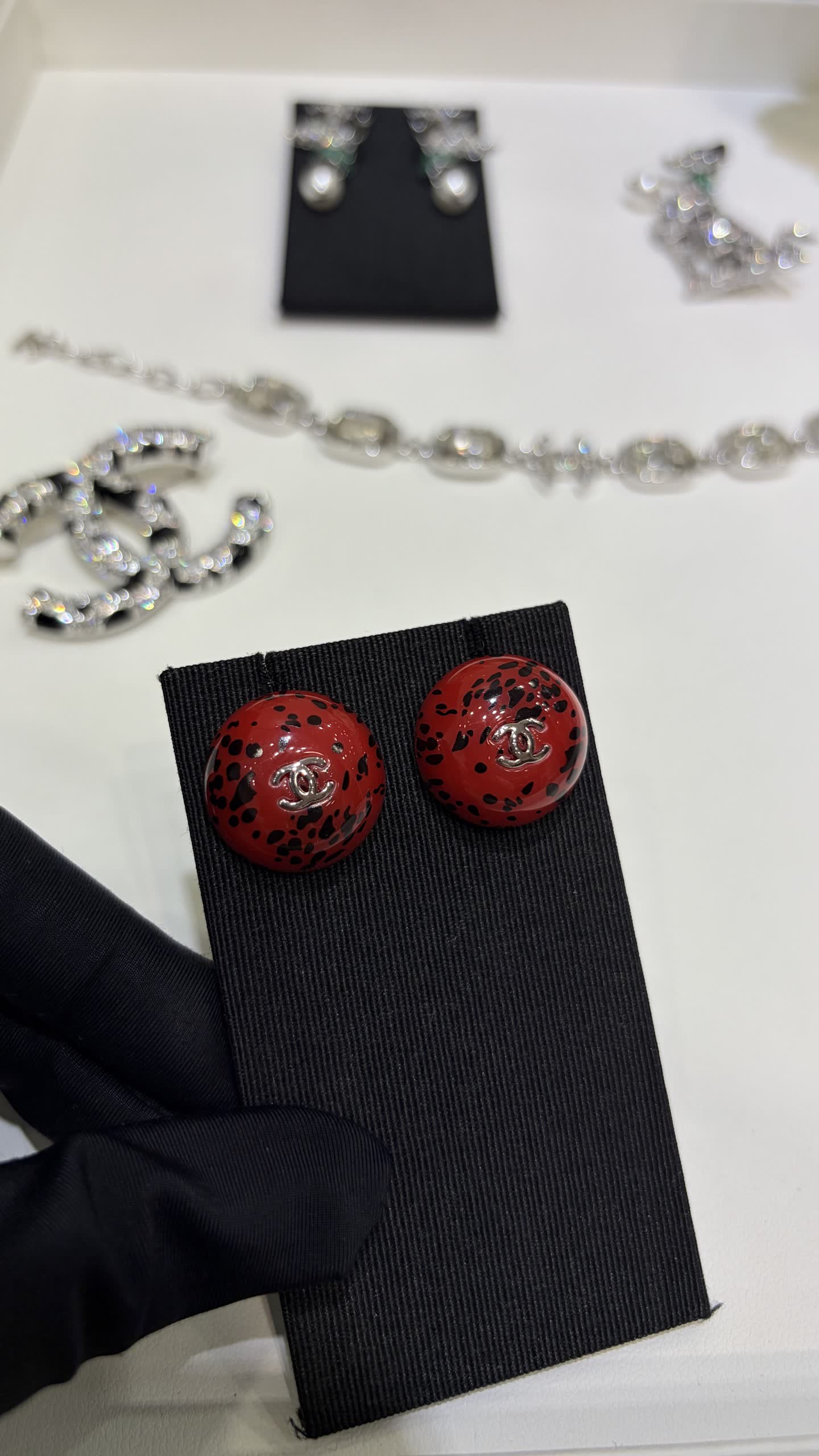Chanel Red Enamel Earrings