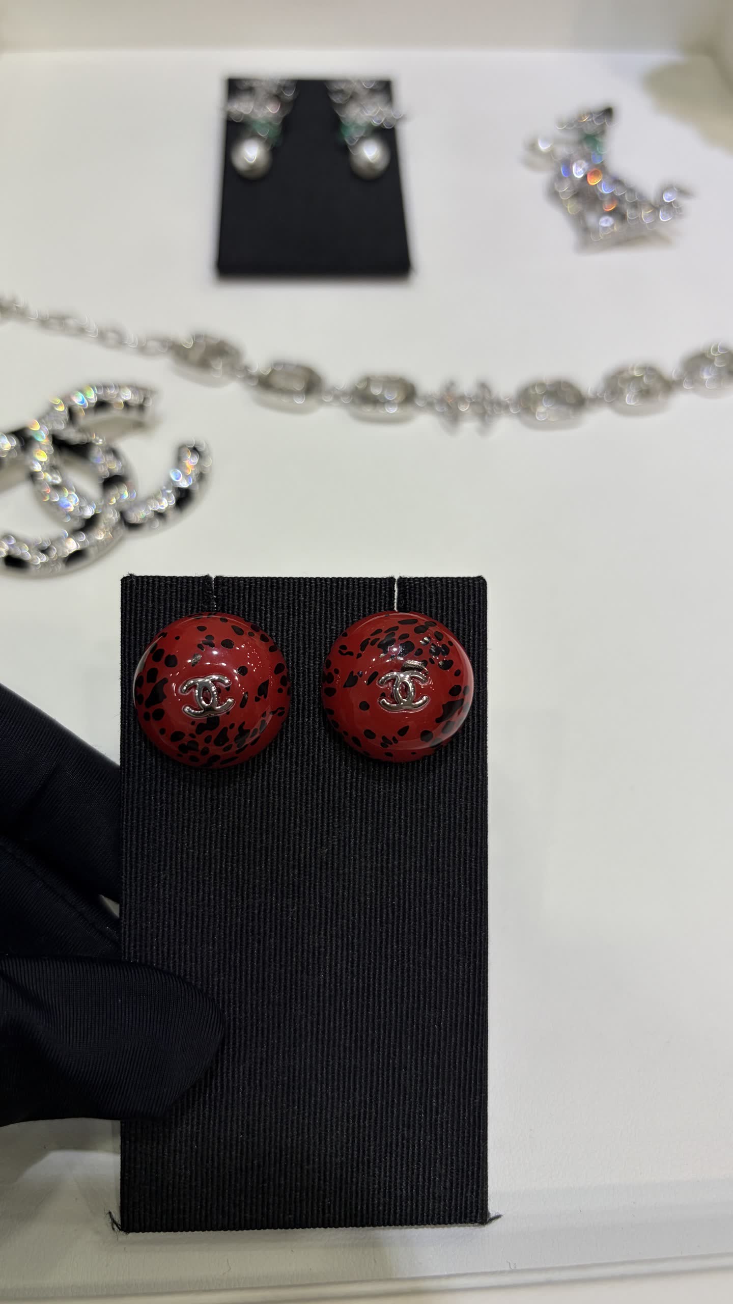 Chanel Red Enamel Earrings