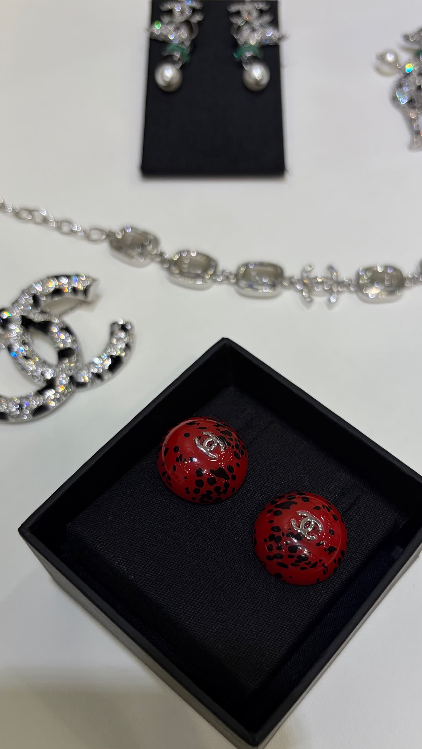 Chanel Red Enamel Earrings