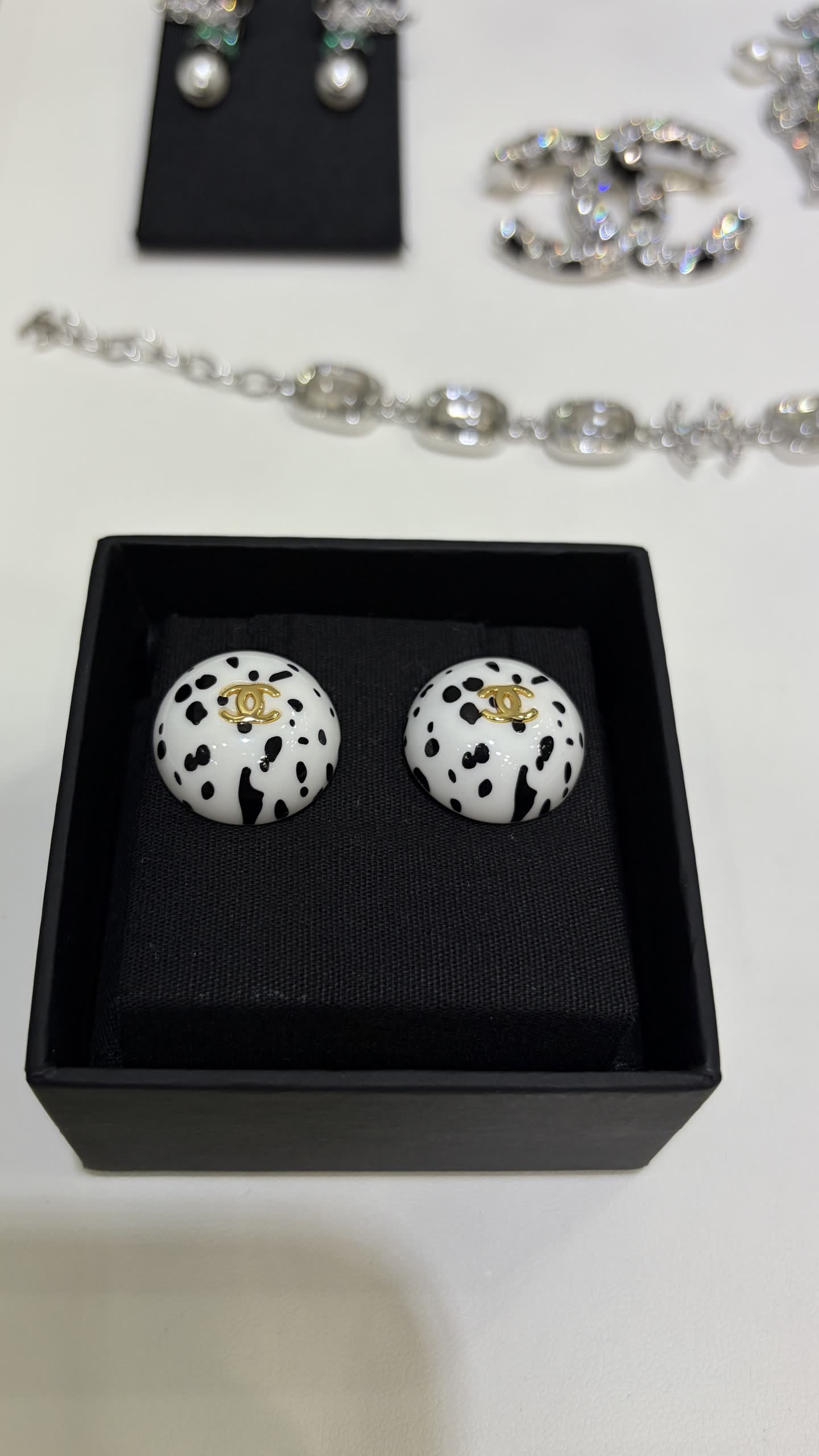 Chanel Dalmatian Print Earrings Chanel Dalmatian Print Earrings