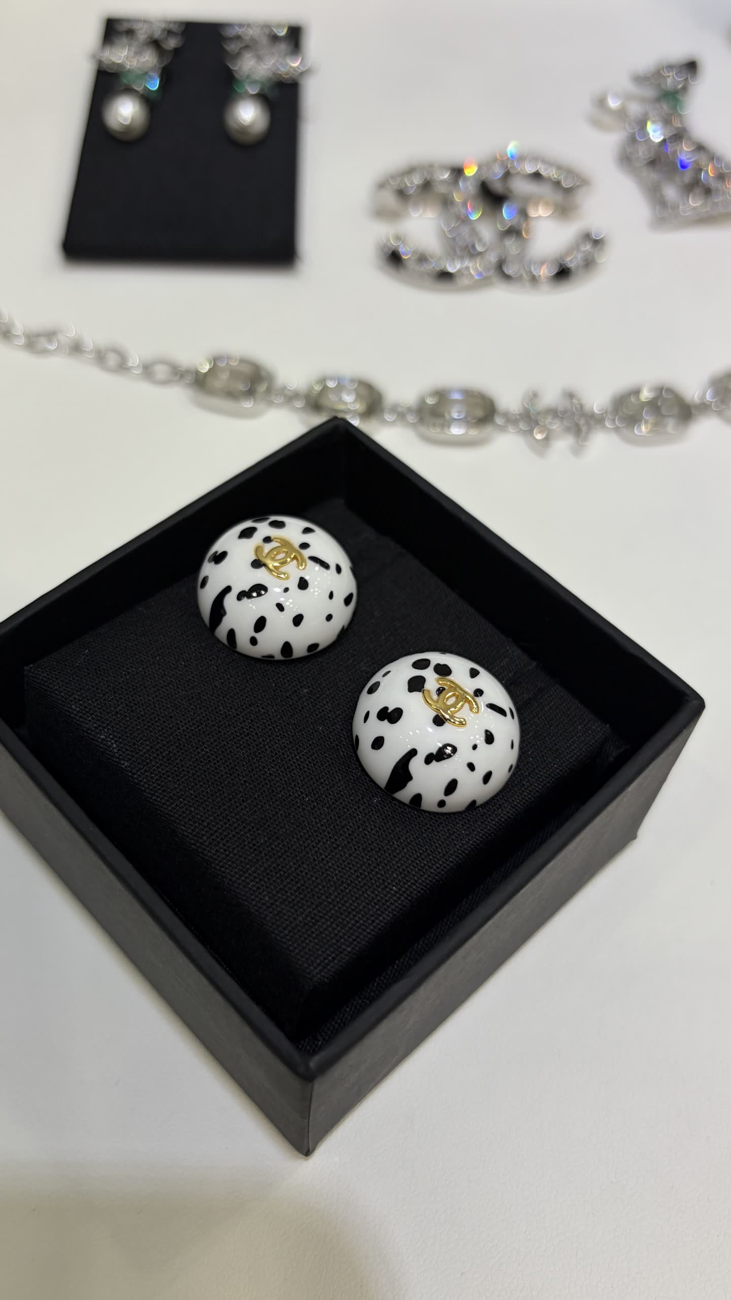 Chanel Dalmatian Print Earrings