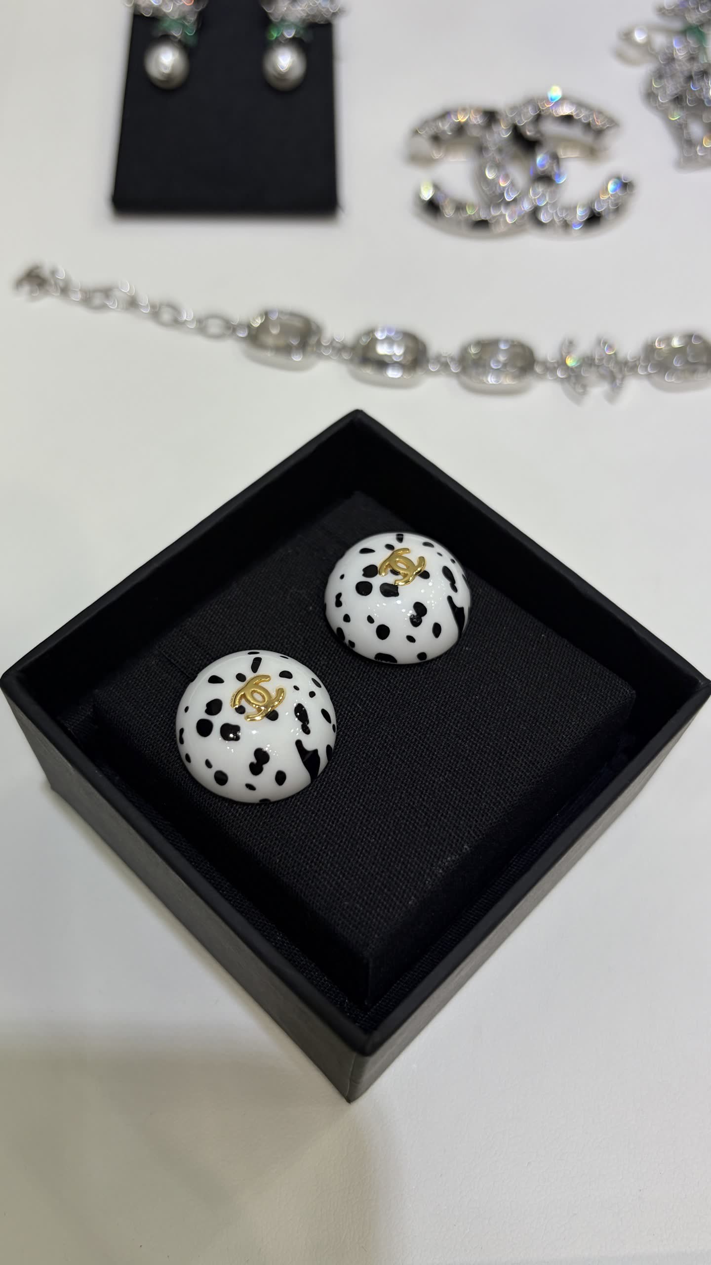 Chanel Dalmatian Print Earrings