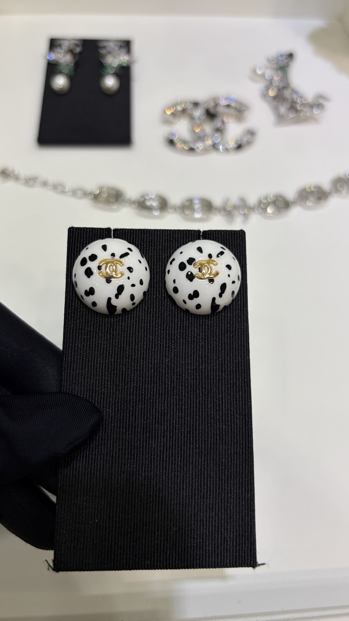 Chanel Dalmatian Print Earrings