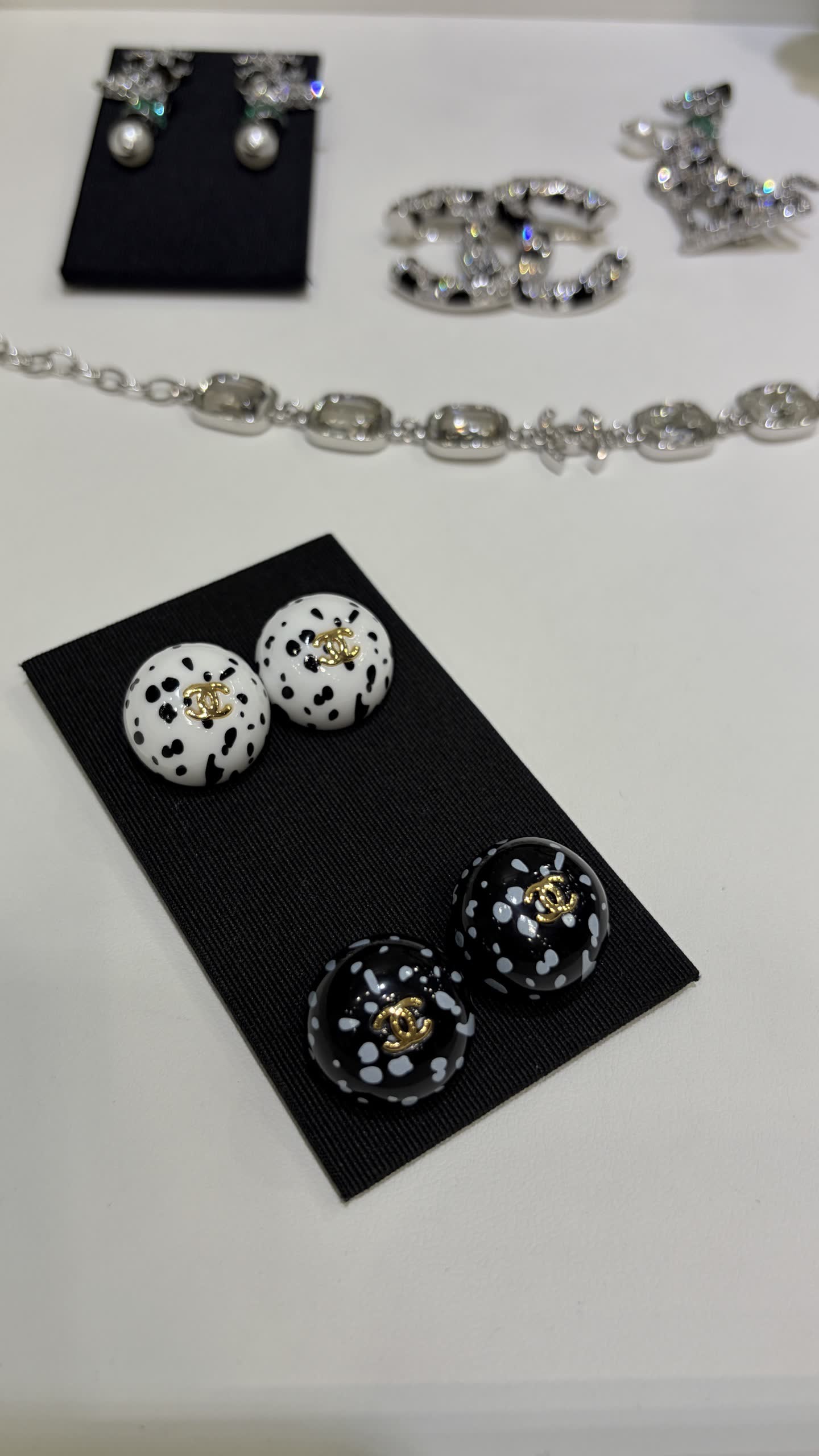 Chanel Dalmatian Print Earrings