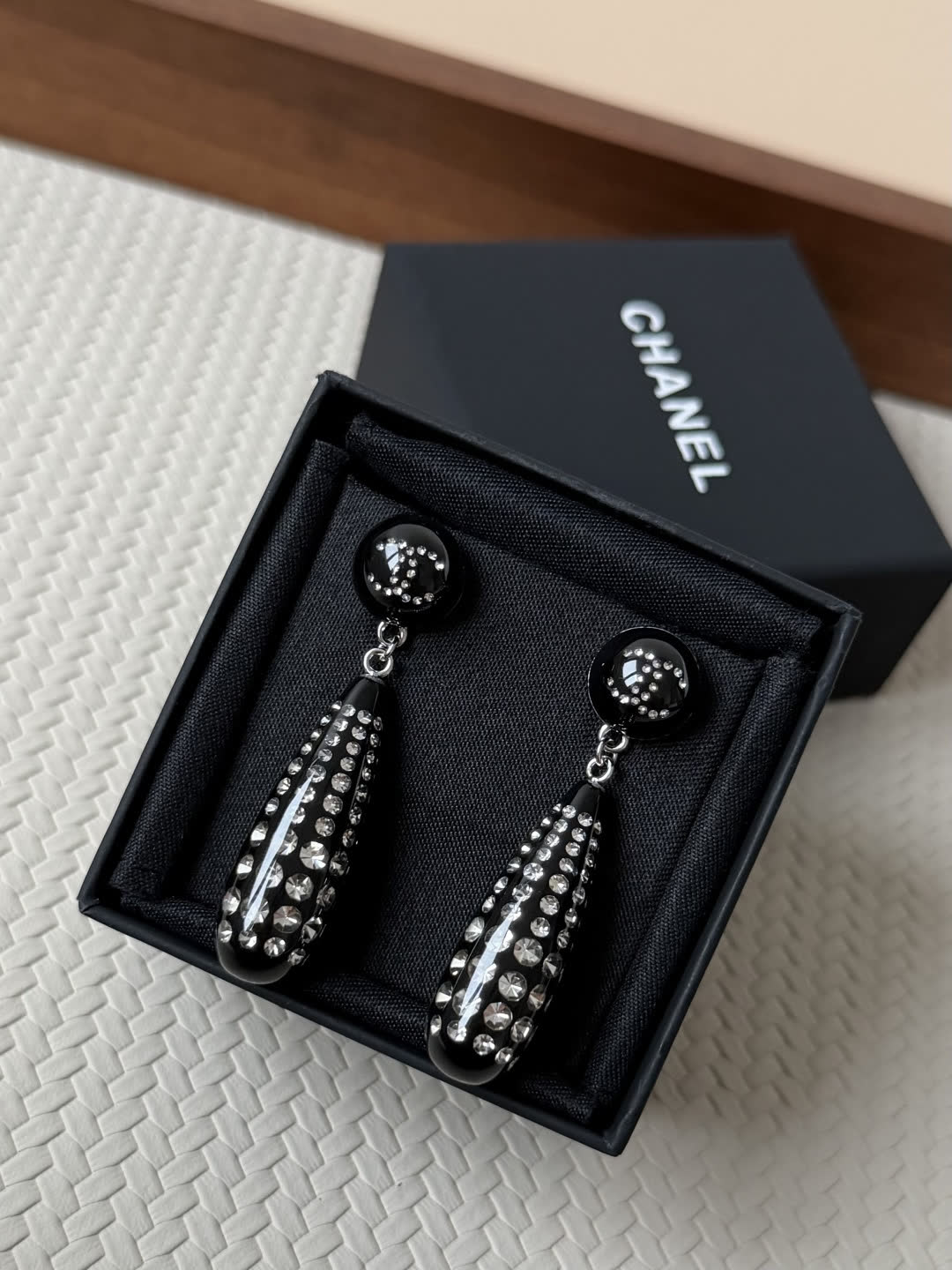 Chanel Black and Silver Earrings