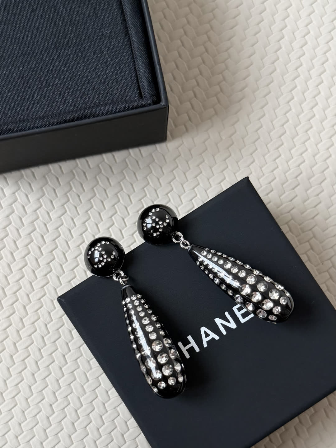 Chanel Black and Silver Earrings
