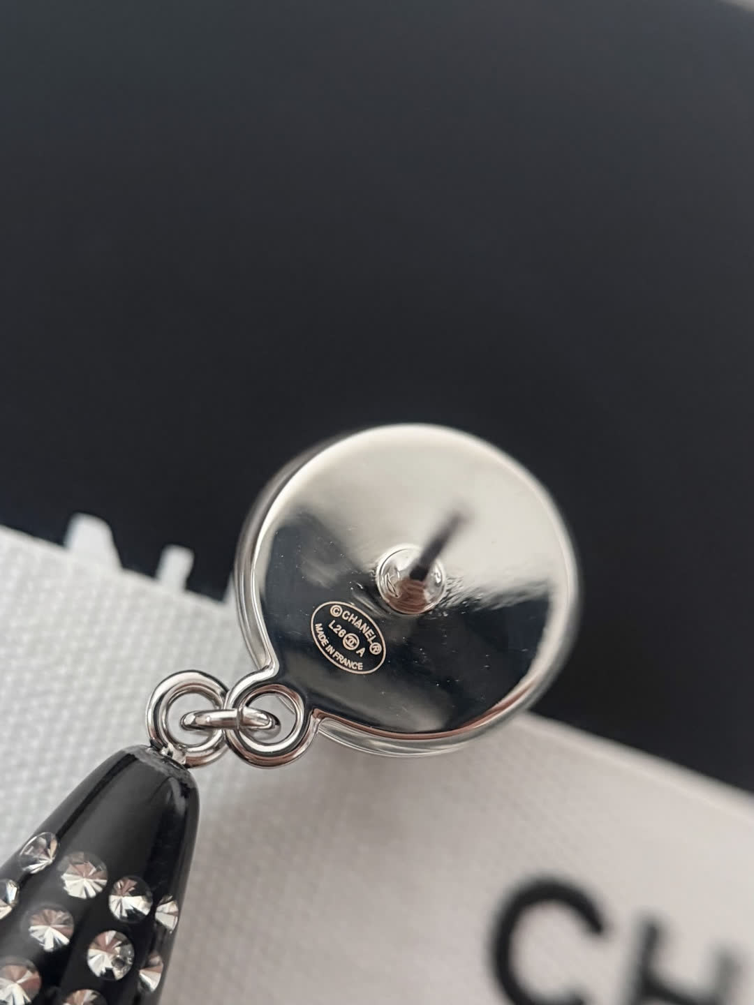 Chanel Black and Silver Earrings