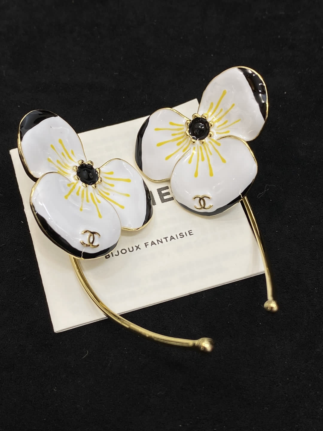 Chanel White Enamel Camellia Earrings