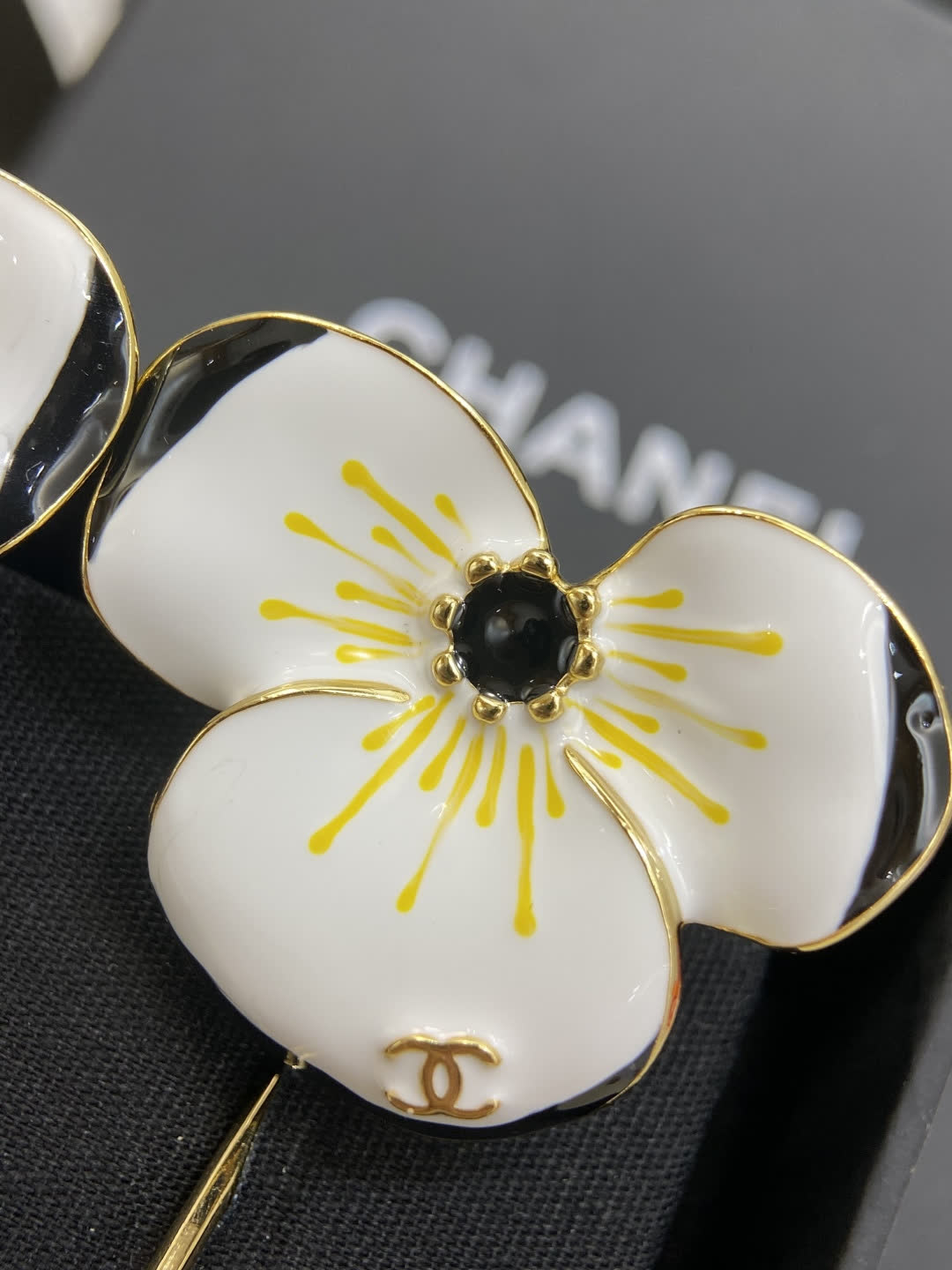 Chanel White Enamel Camellia Earrings